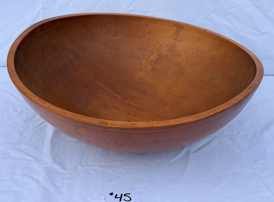 Large Butter Bowl: 19" diameter x 7"; very good