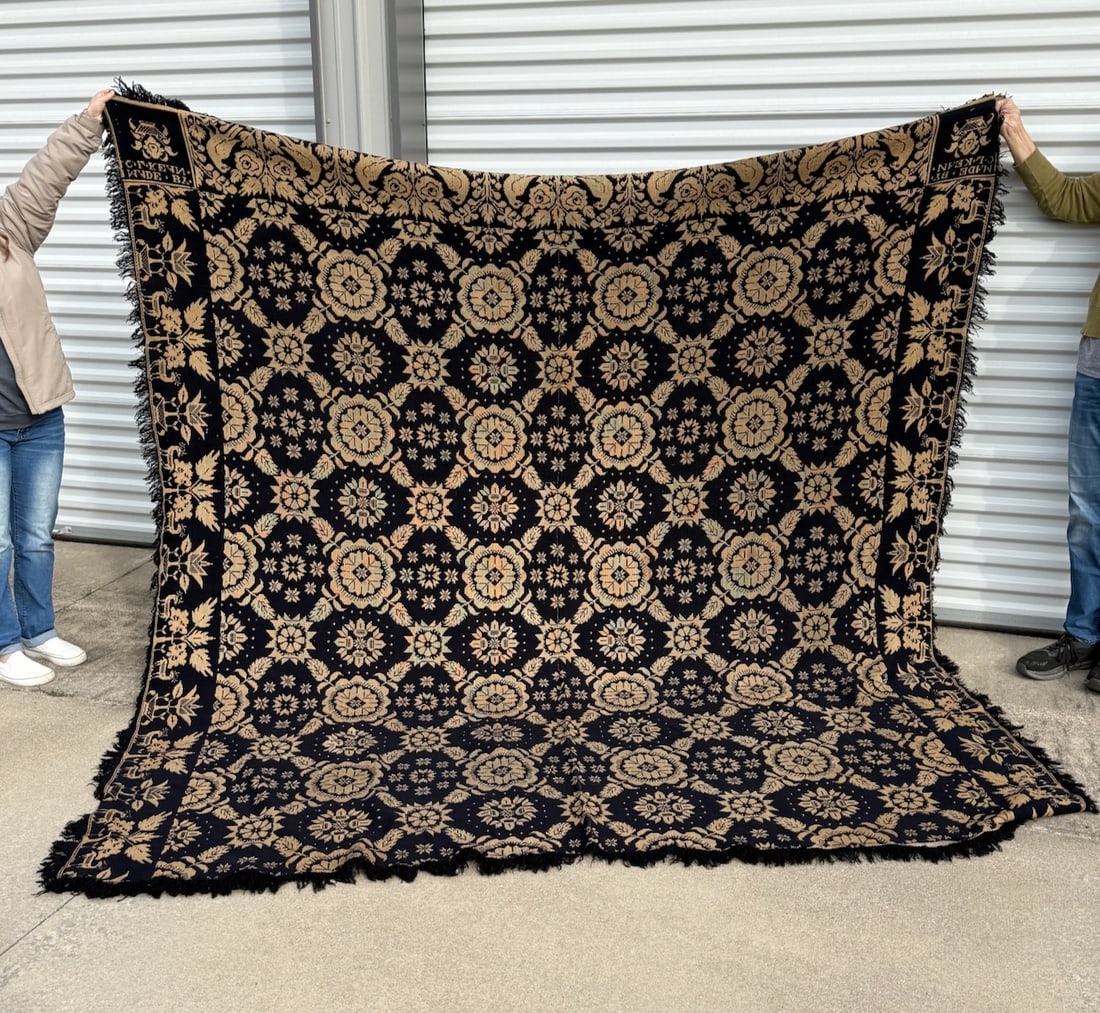 Antique Signed Coverlet - 2