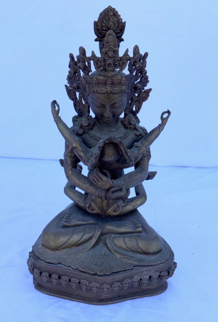 Tibetan Bronze Statue: 15" x 8" x 6"