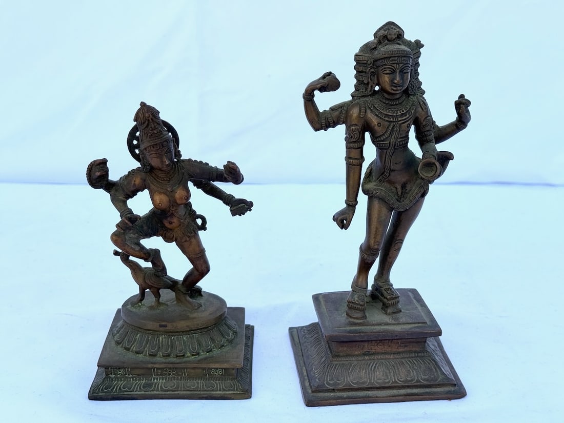 2 Bronze Statues: Including a Hindu Deity & The Classical Dancer; tallest is 7"