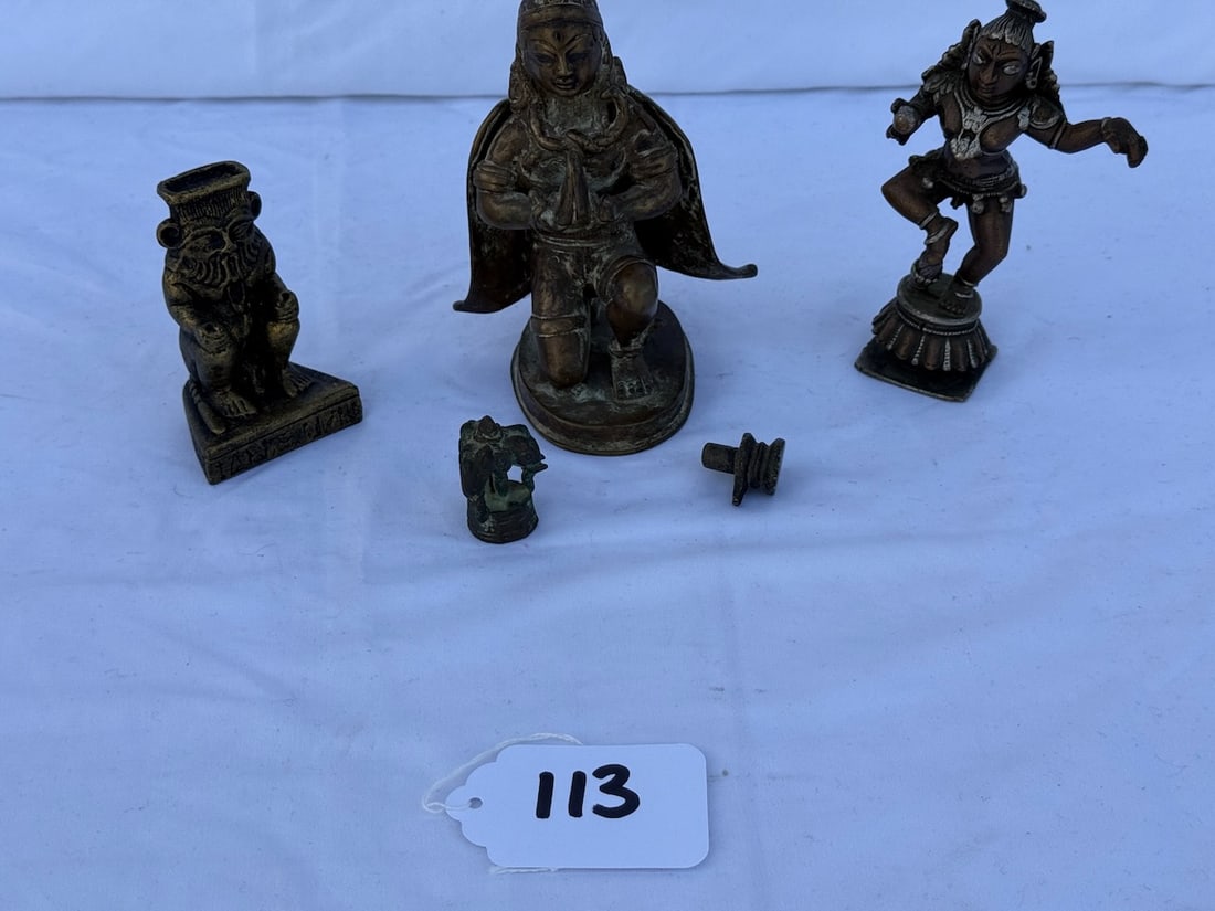 Group of 5 Bronze Examples: Including a statue depicting Garuda (a devine bird of Lord Vishnu) and others; largest is 6" x 3-1/2"