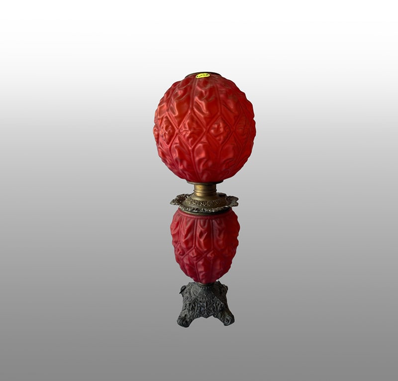 Antique Red Satin Glass GWTW Lamp (1 of 3)