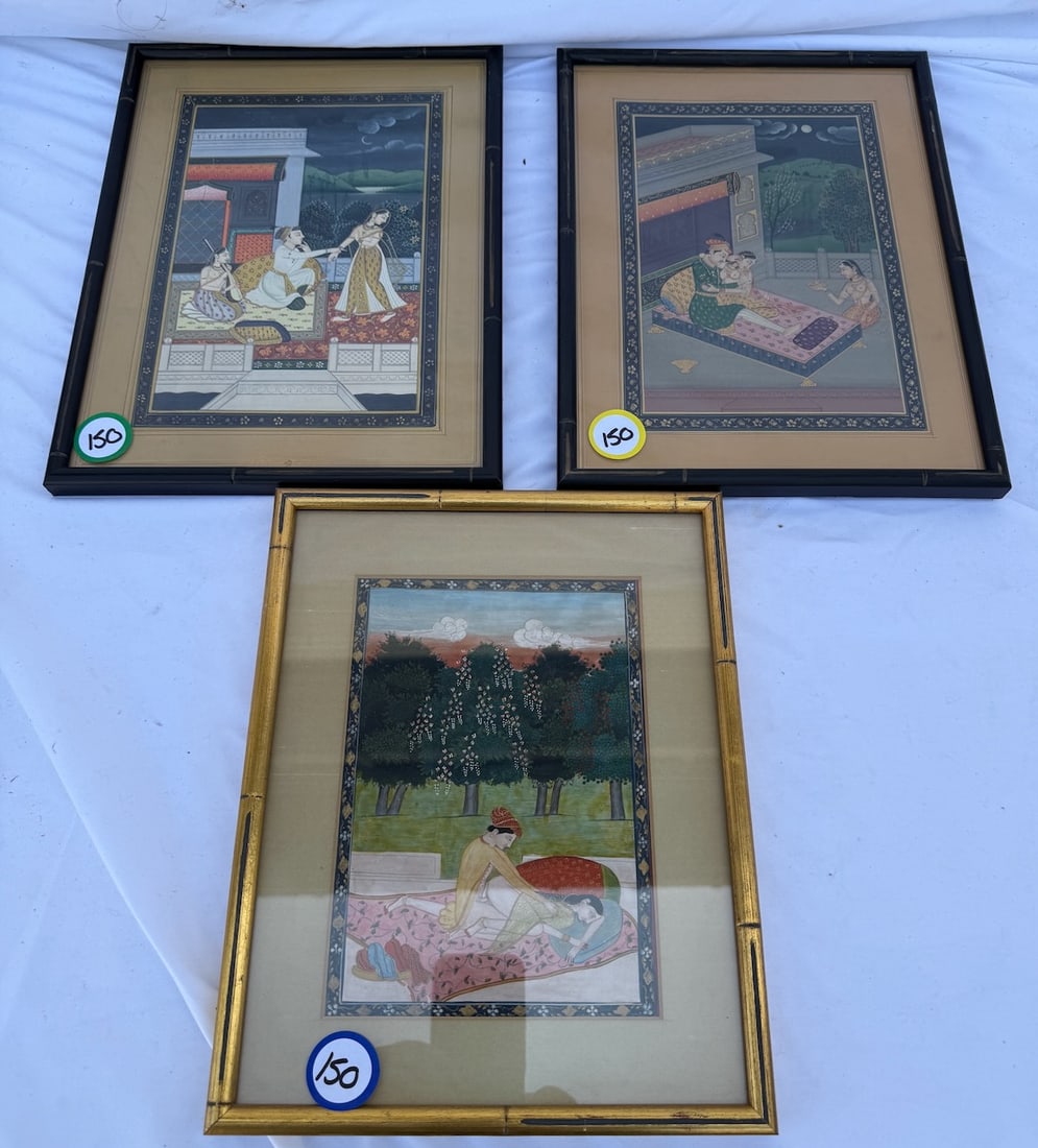 3 Indian Style Art Work Pieces: Largest is 13 x 9-1/2"