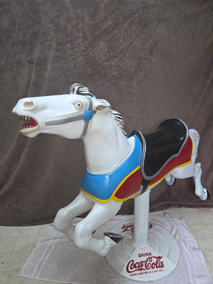 Carousel Horse Mounted on Coca Cola Cast Iron Base (1 of 1)
