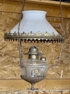 Antique Brass Hanging Oil Lamp (1 of 1)