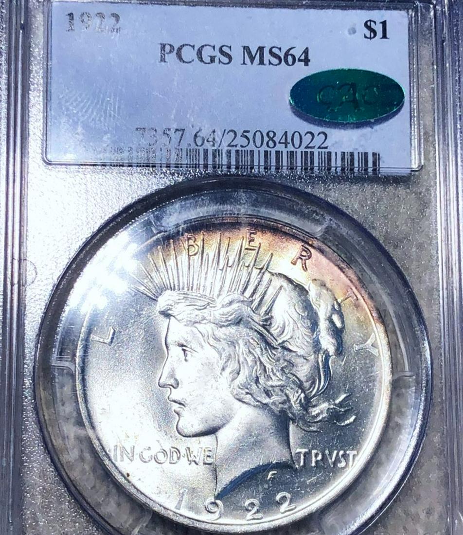1922 Silver Peace Dollar PCGS - MS 64 CAC: 1922 Silver Peace Dollar PCGS - MS 64 CAC
