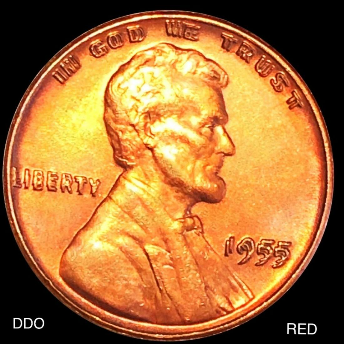 1955/55 DDO Lincoln Wheat Penny UNC RED: 1955/55 DDO Lincoln Wheat Penny UNC RED
