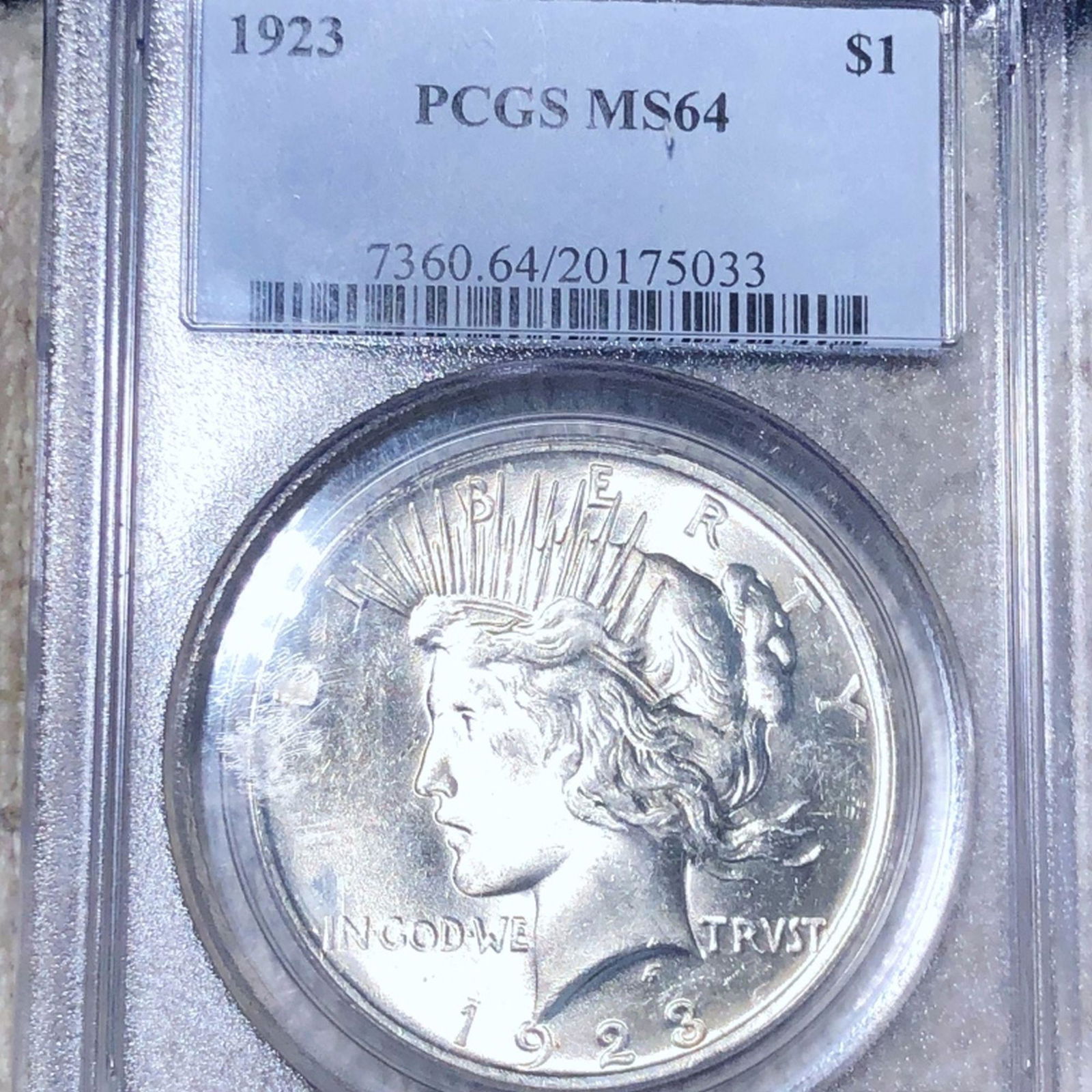 1923 Silver Peace Dollar PCGS - MS64: 1923 Silver Peace Dollar PCGS - MS64