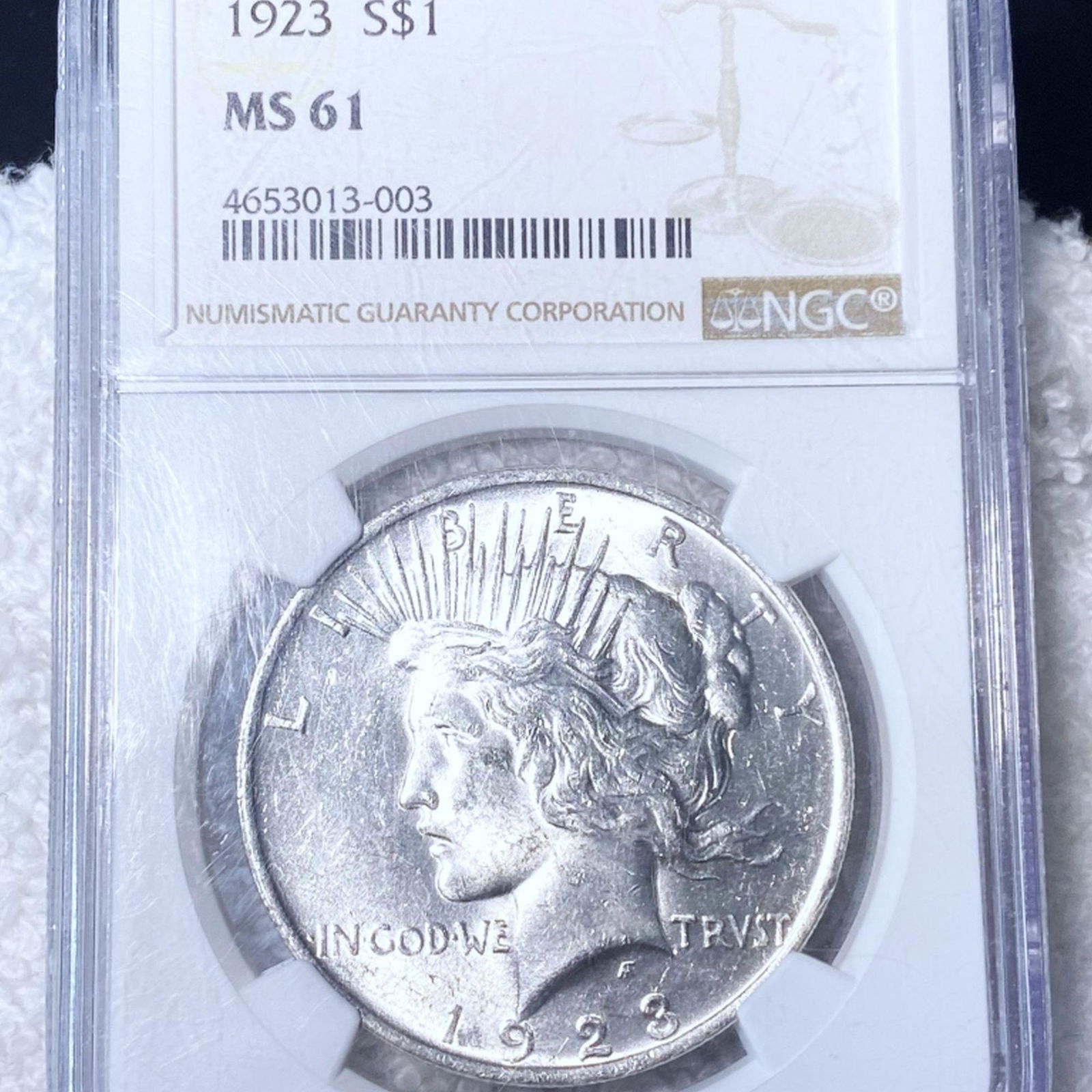 1923 Silver Peace Dollar NGC - MS61: 1923 Silver Peace Dollar NGC - MS61