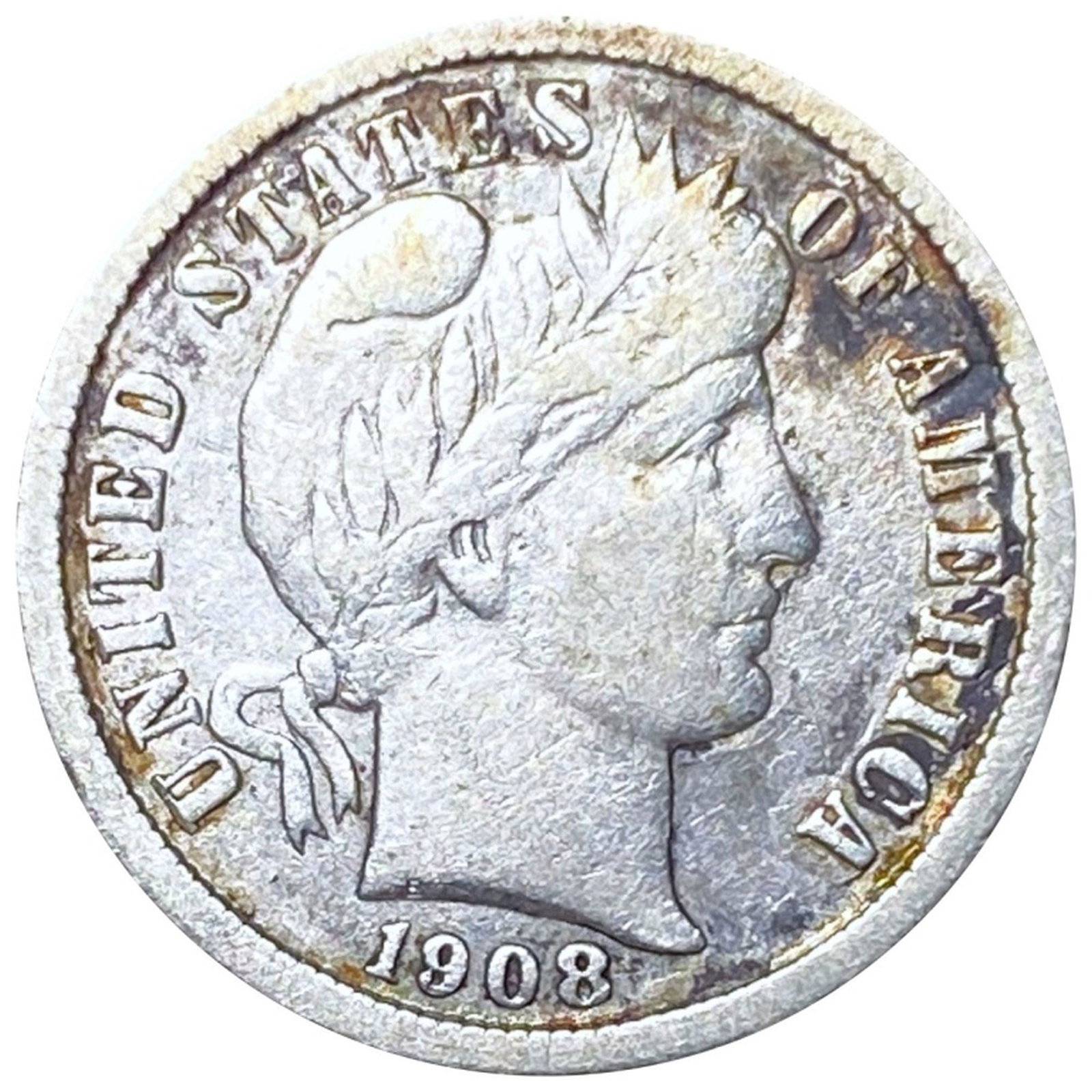 1908-D Barber Silver Dime NICELY CIRCULATED: 1908-D Barber Silver Dime NICELY CIRCULATED