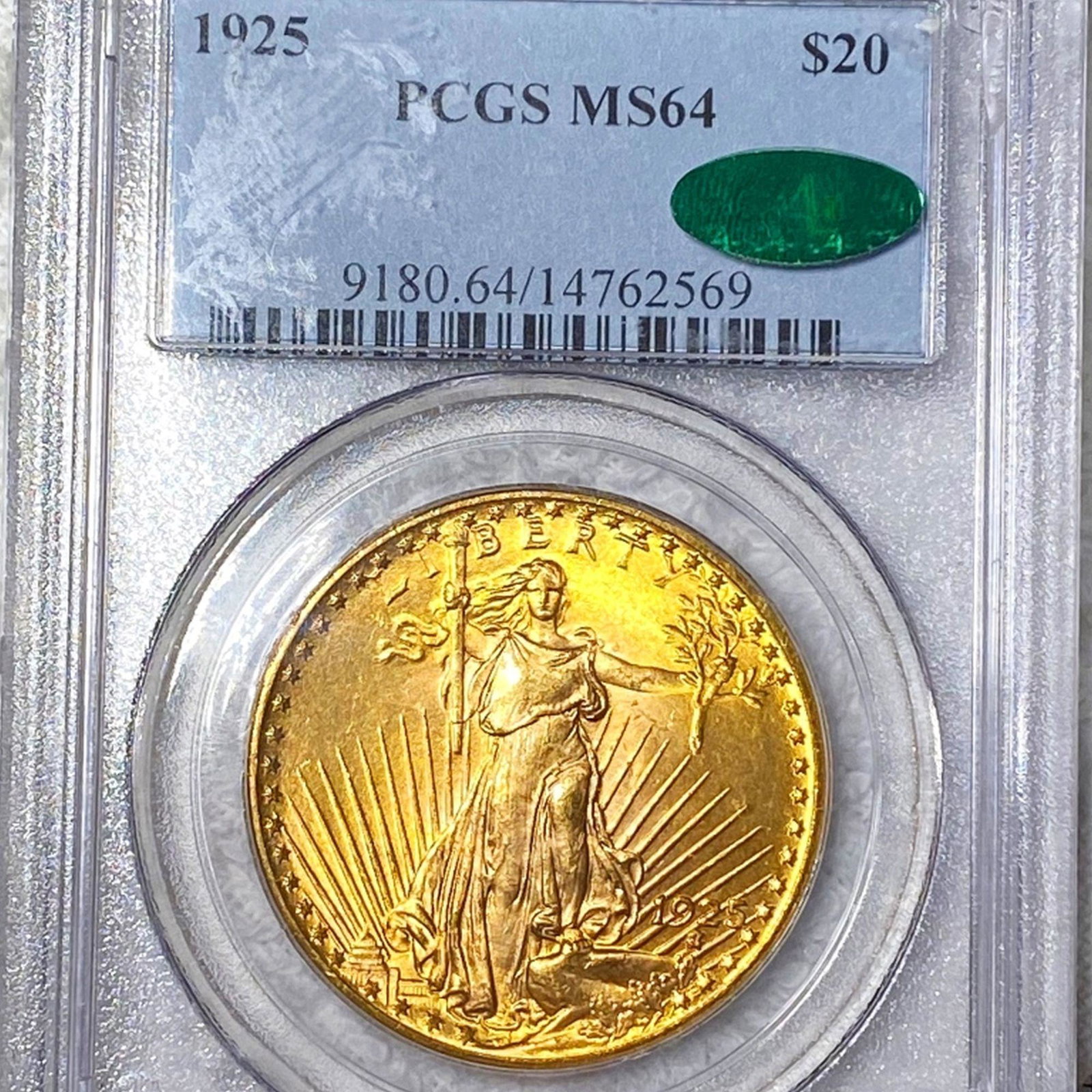 1925 $20 Gold Double Eagle PCGS - MS 64 CAC: 1925 $20 Gold Double Eagle PCGS - MS 64 CAC