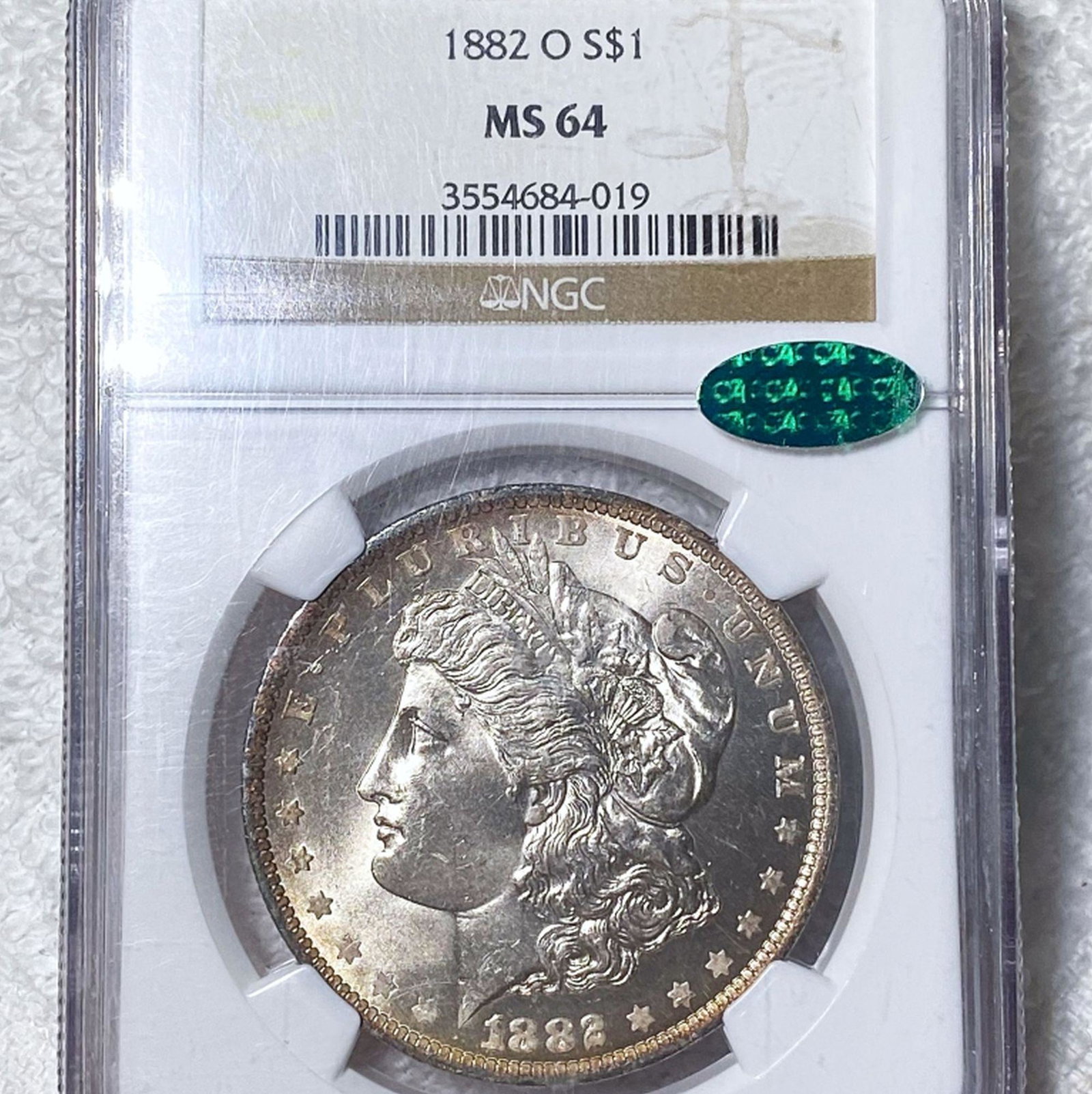 1882-O Morgan Silver Dollar NGC - MS 64 CAC: 1882-O Morgan Silver Dollar NGC - MS 64 CAC