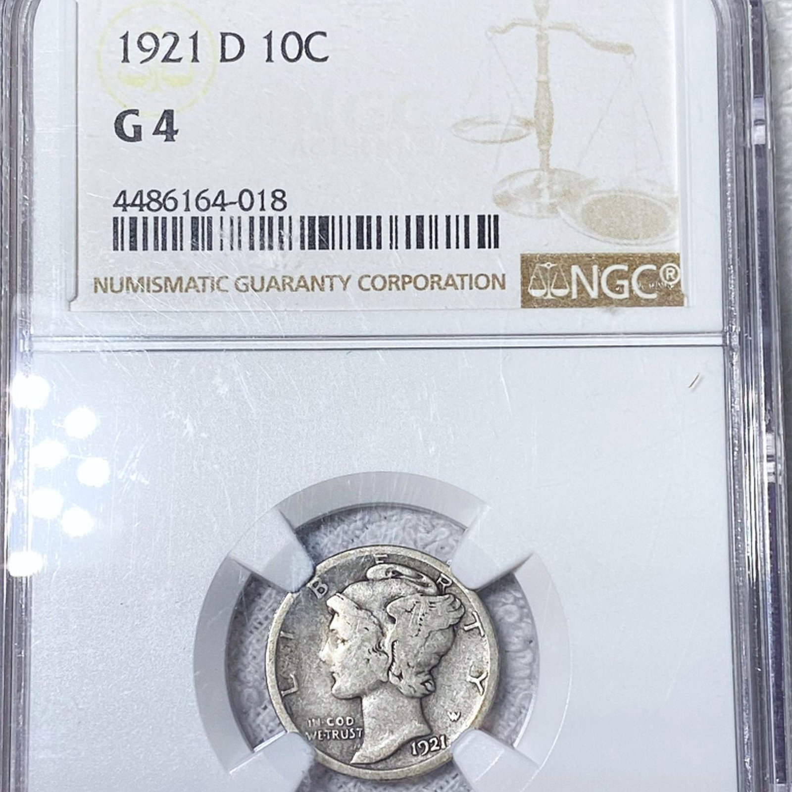 1921-D Mercury Silver Dime NGC - G4: 1921-D Mercury Silver Dime NGC - G4