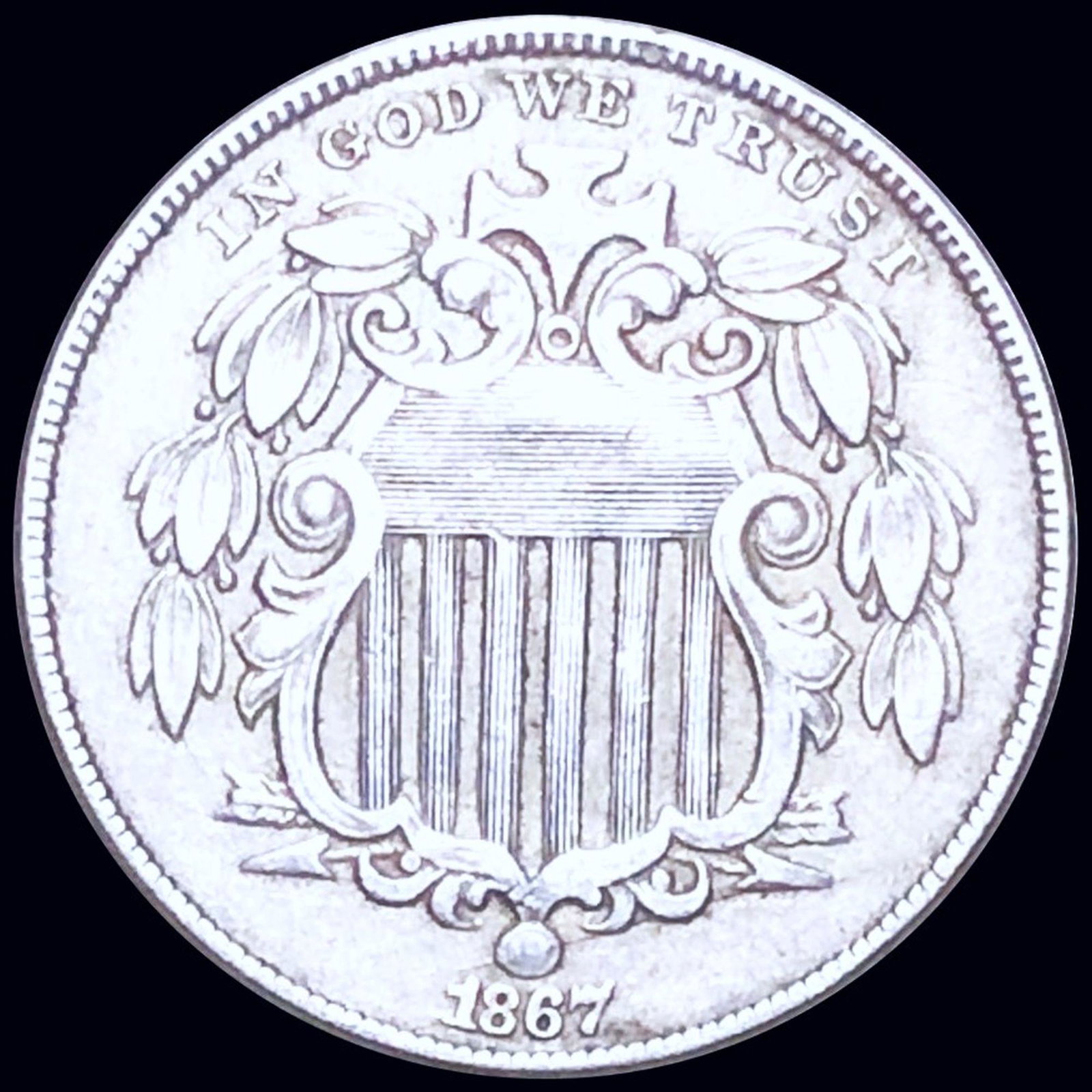 1867 Shield Nickel CLOSELY UNCIRCULATED: 1867 Shield Nickel CLOSELY UNCIRCULATED