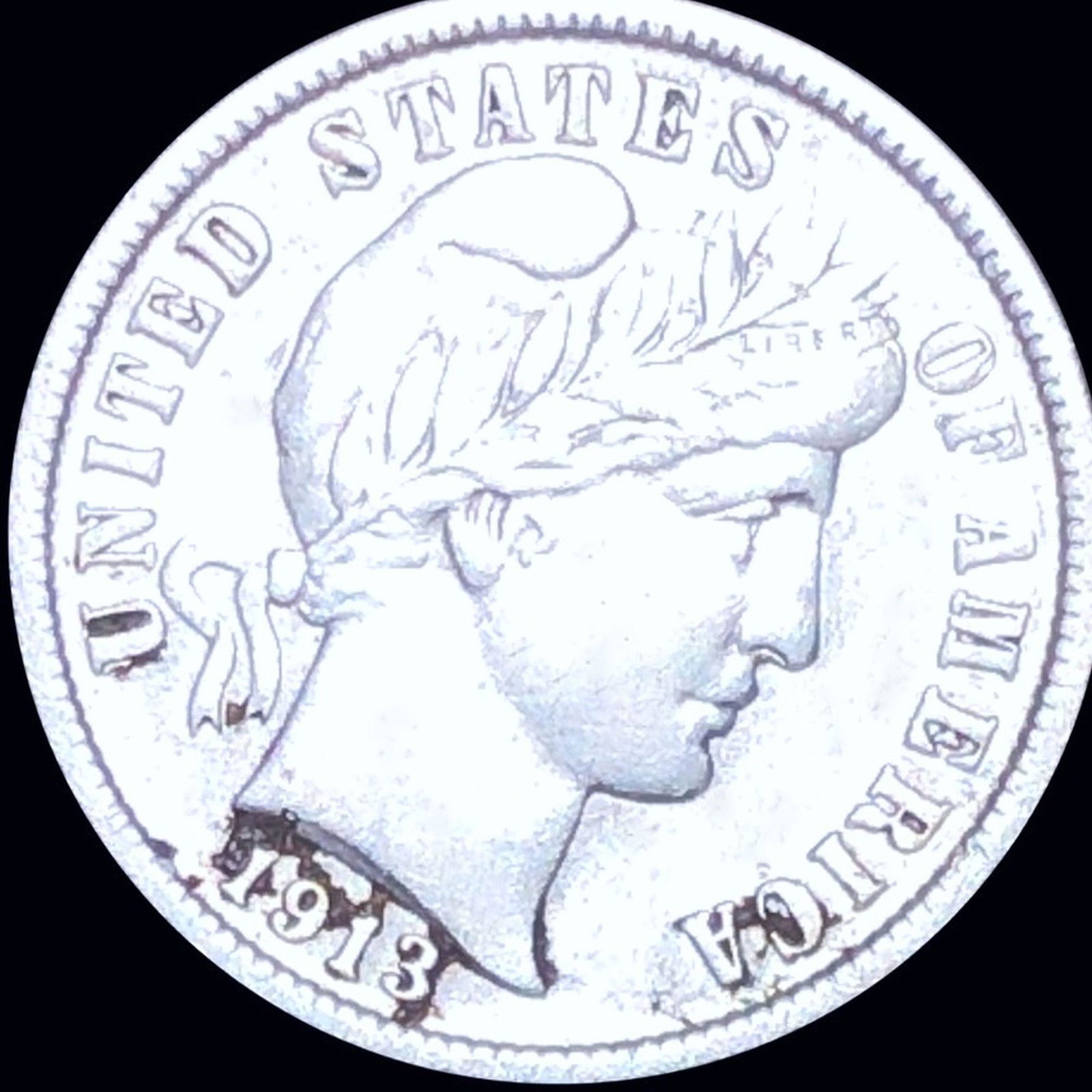 1913 Barber Silver Dime ABOUT UNCIRCULATED: 1913 Barber Silver Dime ABOUT UNCIRCULATED