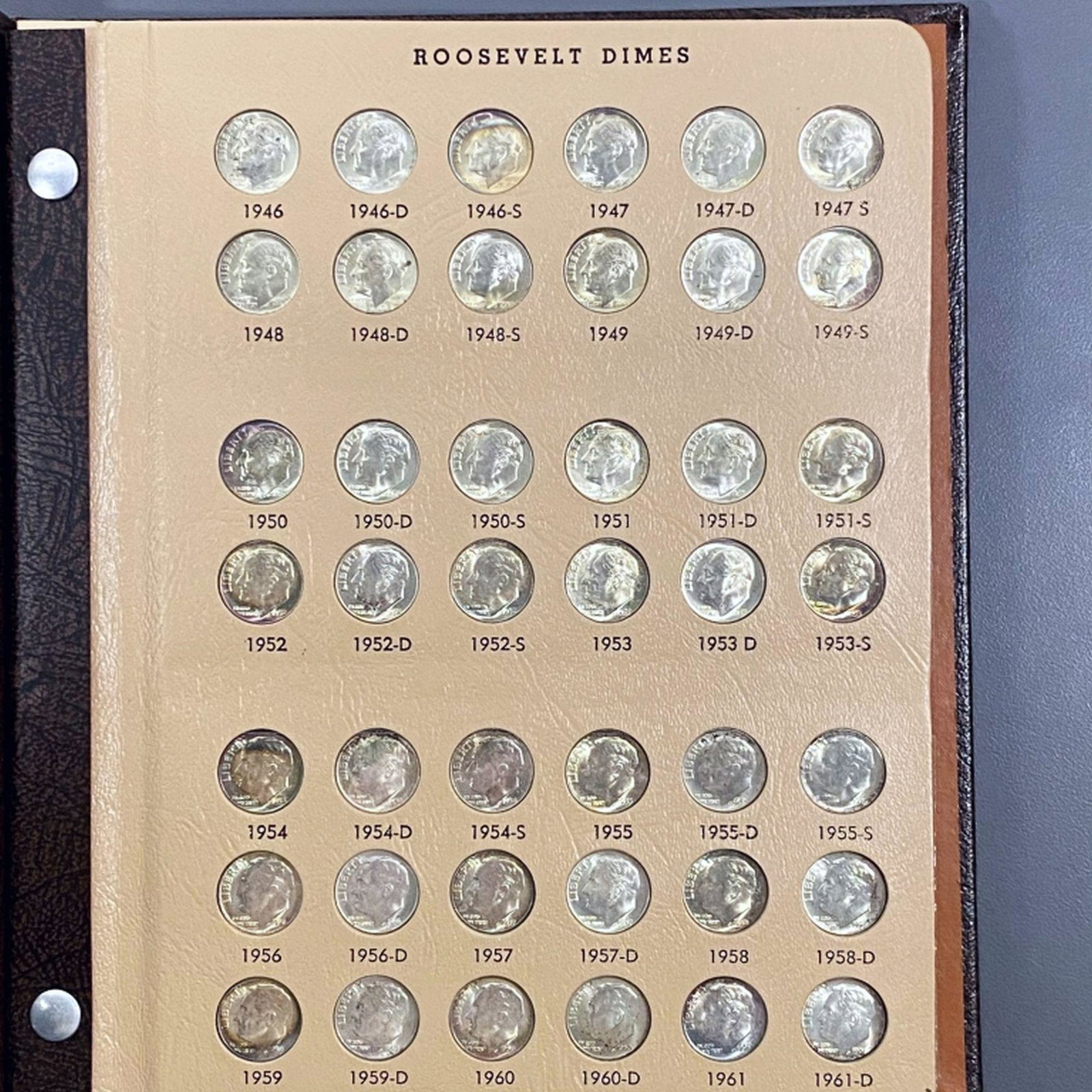 Roosevelt Silver Dime Book W/Proofs 134 COINS: Roosevelt Silver Dime Book W/Proofs 134 COINS