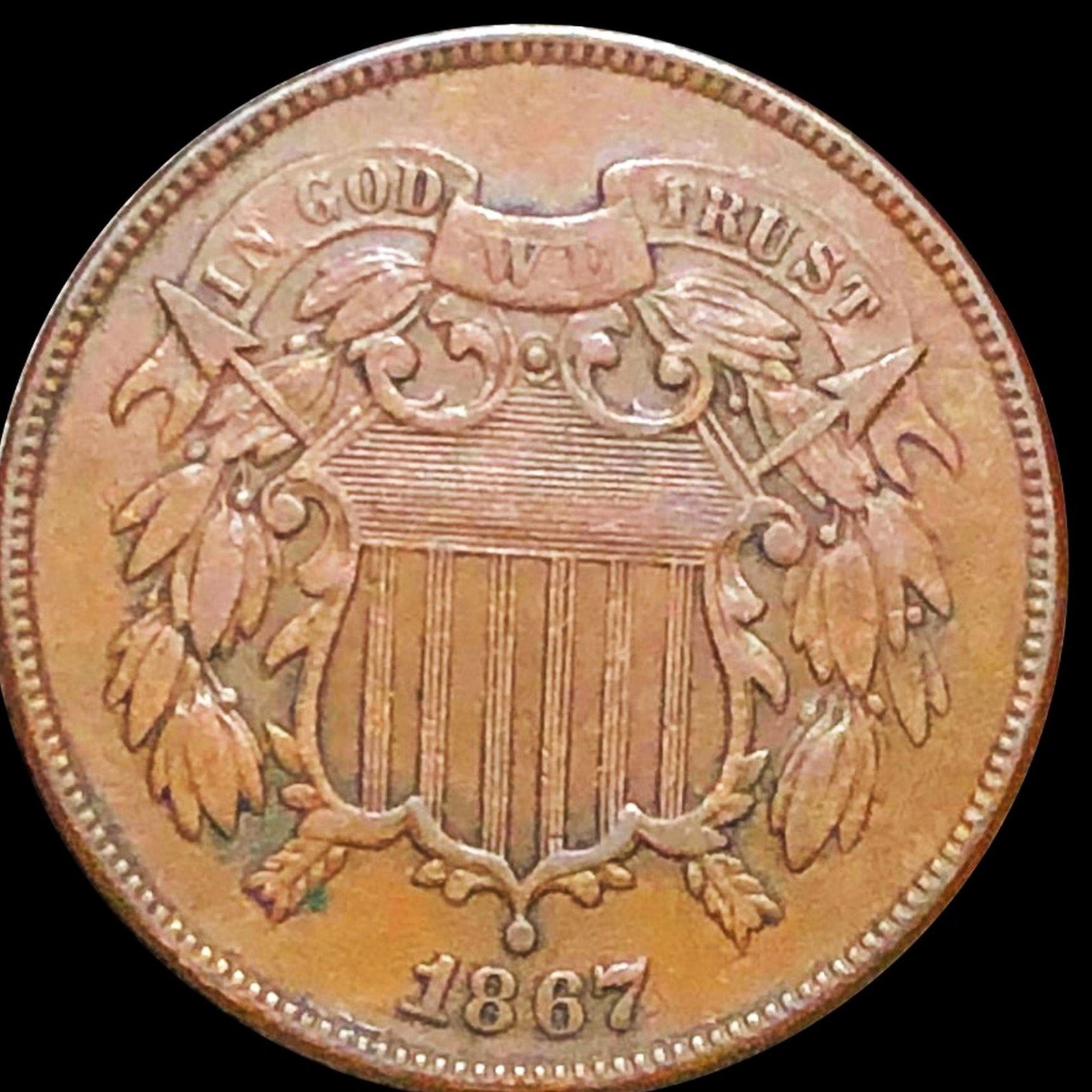 1867 Two Cent Piece ABOUT UNCIRCULATED: 1867 Two Cent Piece ABOUT UNCIRCULATED