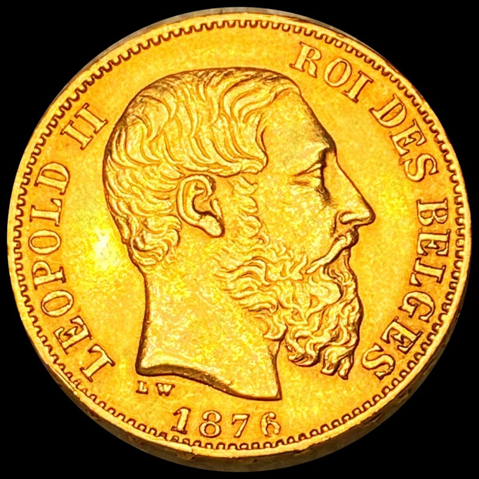 1876 Belgium Gold 20 Francs UNCIRCULATED: 1876 Belgium Gold 20 Francs UNCIRCULATED