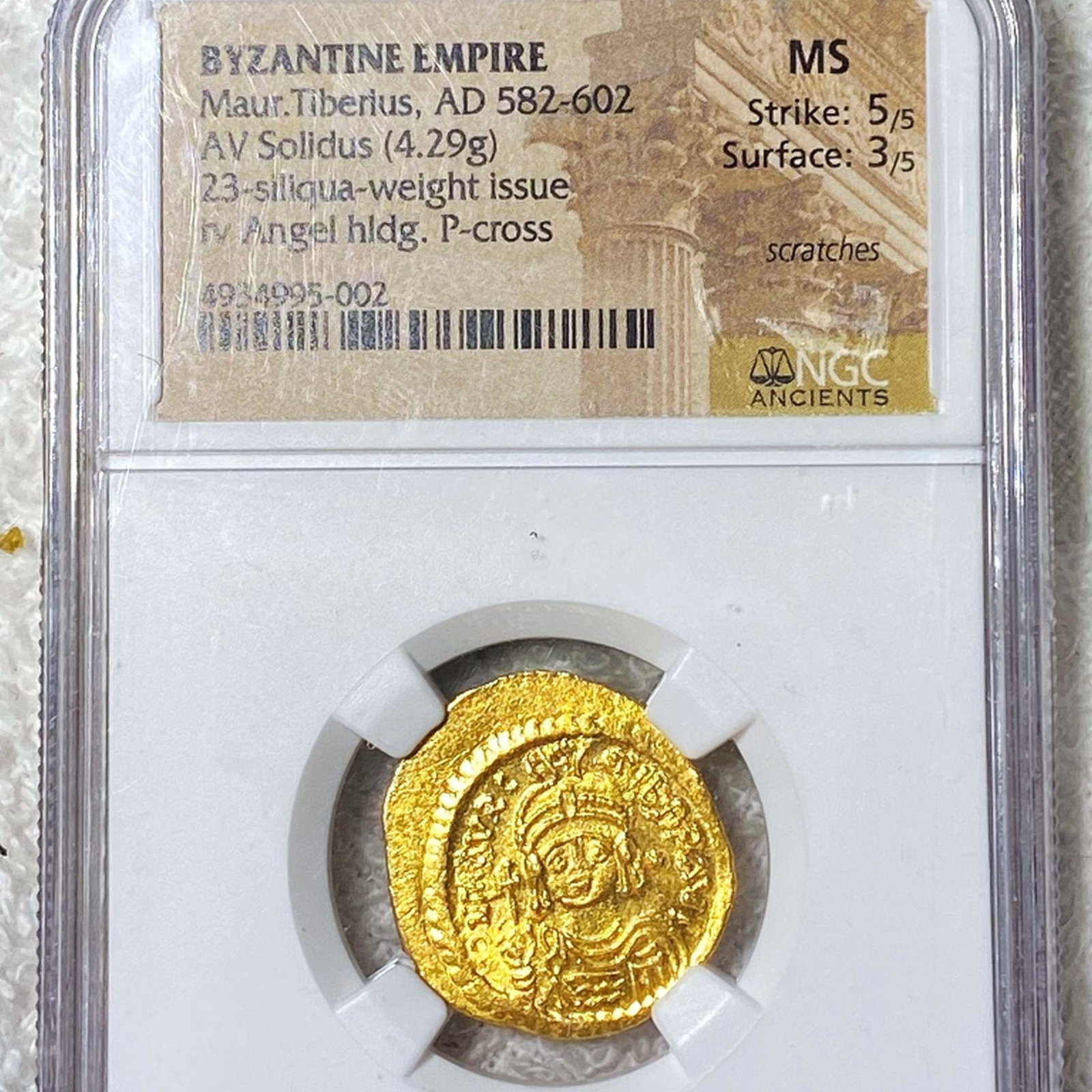 582-602 AD Byzantine Empire Gold Coin NGC - MS: 582-602 AD Byzantine Empire Gold Coin NGC - MS