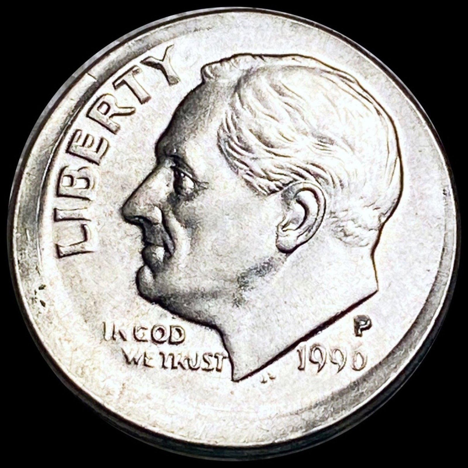 1996-P Roosevelt Silver Dime UNC 10% OFF-CENTER: 1996-P Roosevelt Silver Dime UNC 10% OFF-CENTER