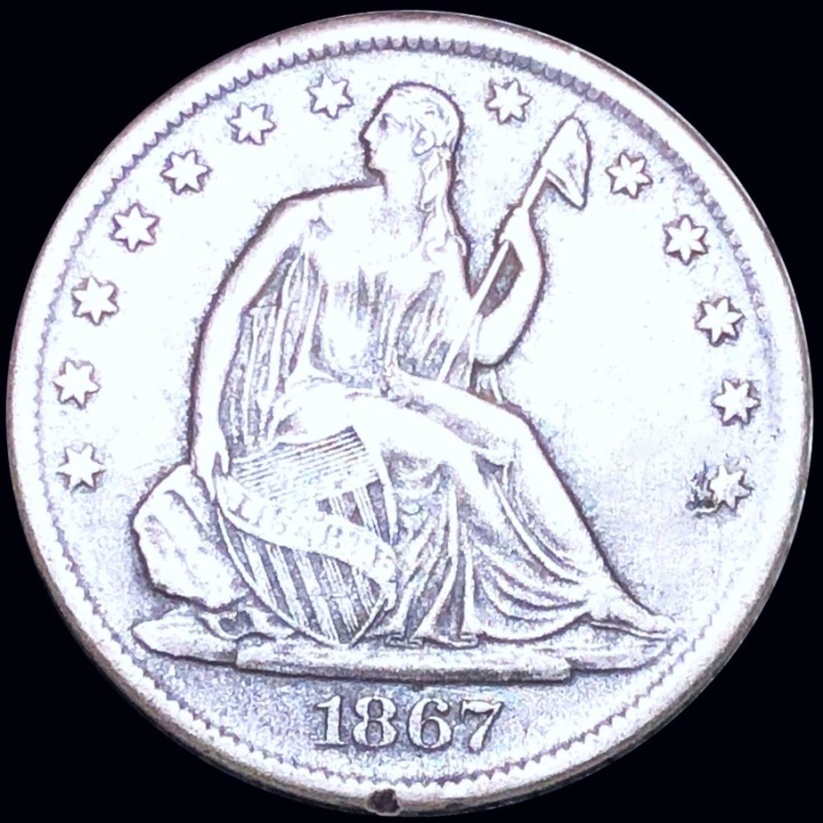 1867-S Seated Half Dollar NEARLY UNCIRCULATED: 1867-S Seated Half Dollar NEARLY UNCIRCULATED
