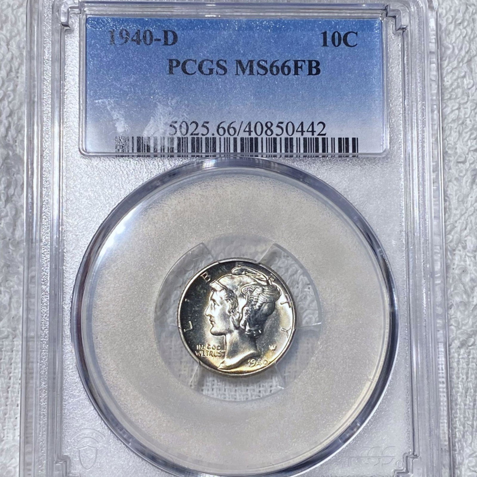 1940-D Mercury Silver Dime PCGS - MS 66 FB: 1940-D Mercury Silver Dime PCGS - MS 66 FB
