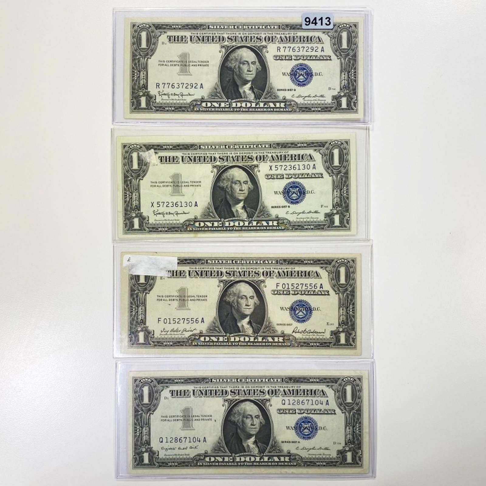 (4) 1957-A/B Blue Seal $1 Bills UNCIRCULATED: (4) 1957-A/B Blue Seal $1 Bills UNCIRCULATED
