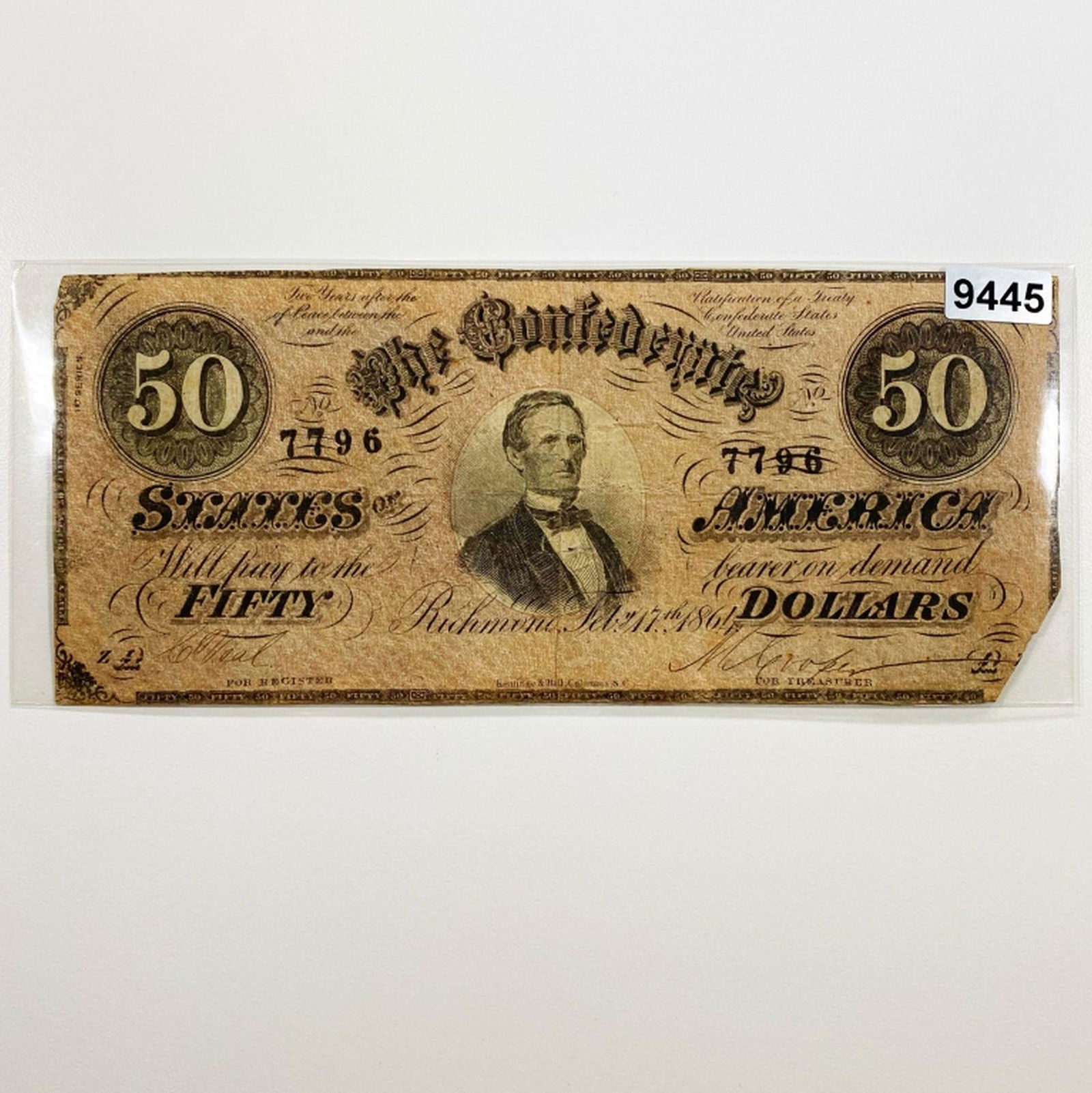 1864 Confederate $50 Bill LIGHTLY CIRCULATED: 1864 Confederate $50 Bill LIGHTLY CIRCULATED