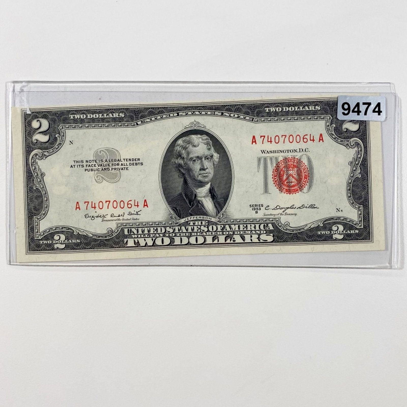 1953-B Red Seal $2 Bill UNCIRCULATED: 1953-B Red Seal $2 Bill UNCIRCULATED