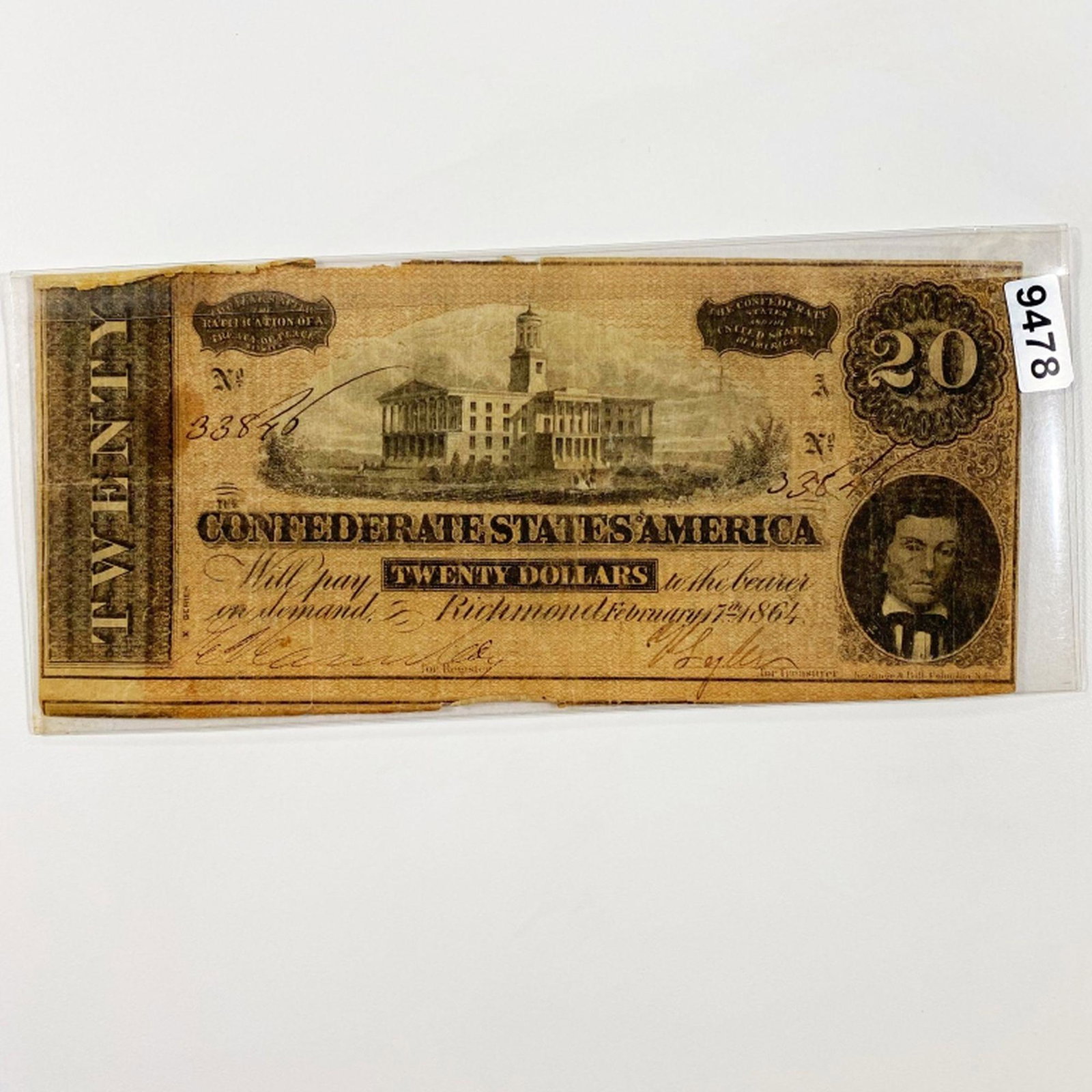1864 Confederate $20 Bill NICELY CIRCULATED: 1864 Confederate $20 Bill NICELY CIRCULATED