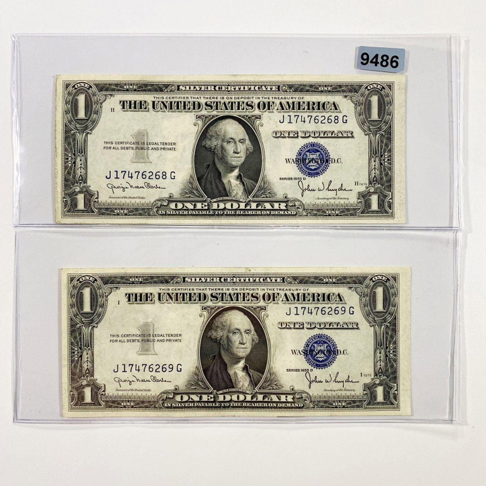 (2) Blue Seal $1 Bills NEARLY UNCIRCULATED: (2) Blue Seal $1 Bills NEARLY UNCIRCULATED