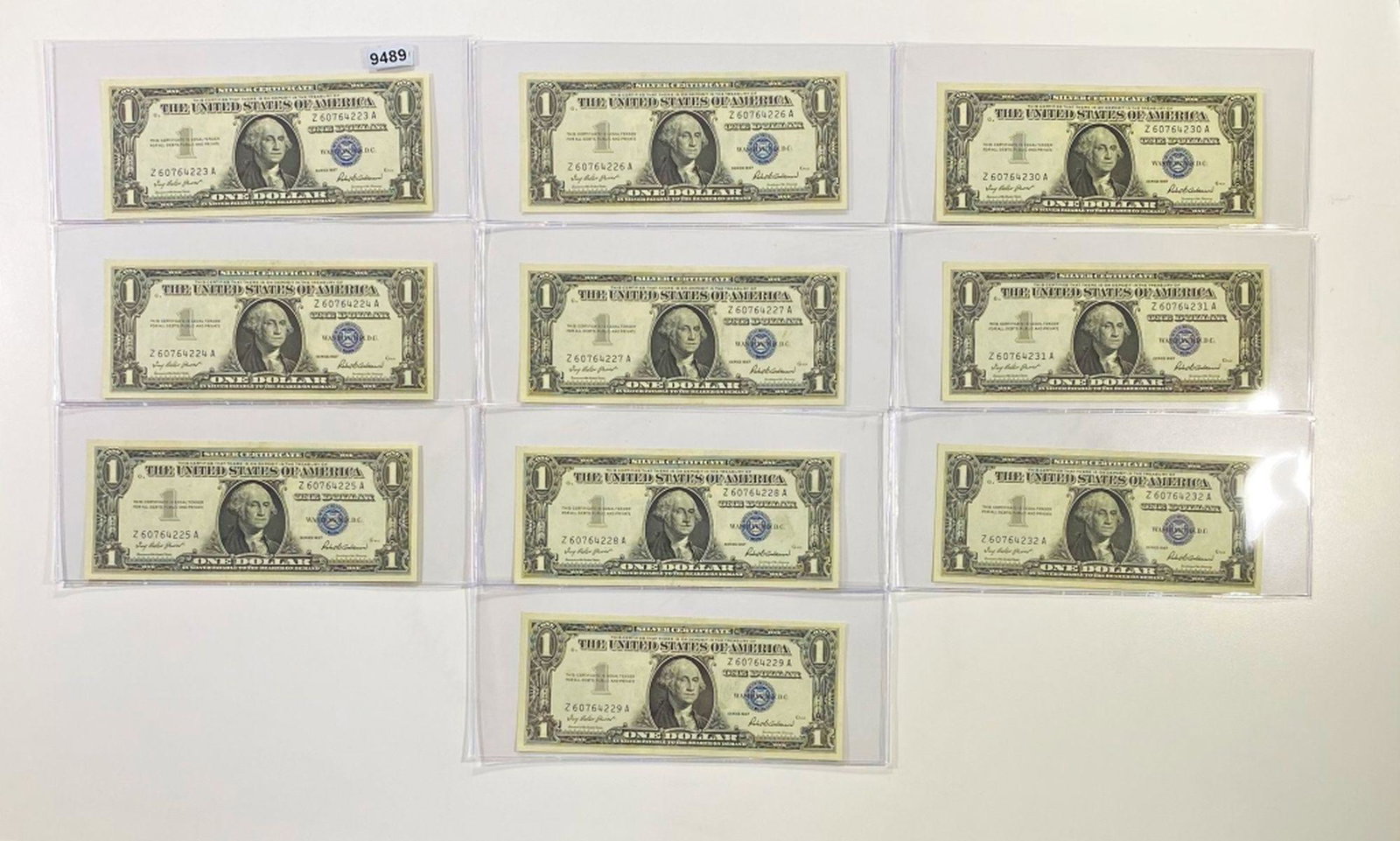 (10) 1957 Blue Seal $1 Bills UNCIRCULATED: (10) 1957 Blue Seal $1 Bills UNCIRCULATED