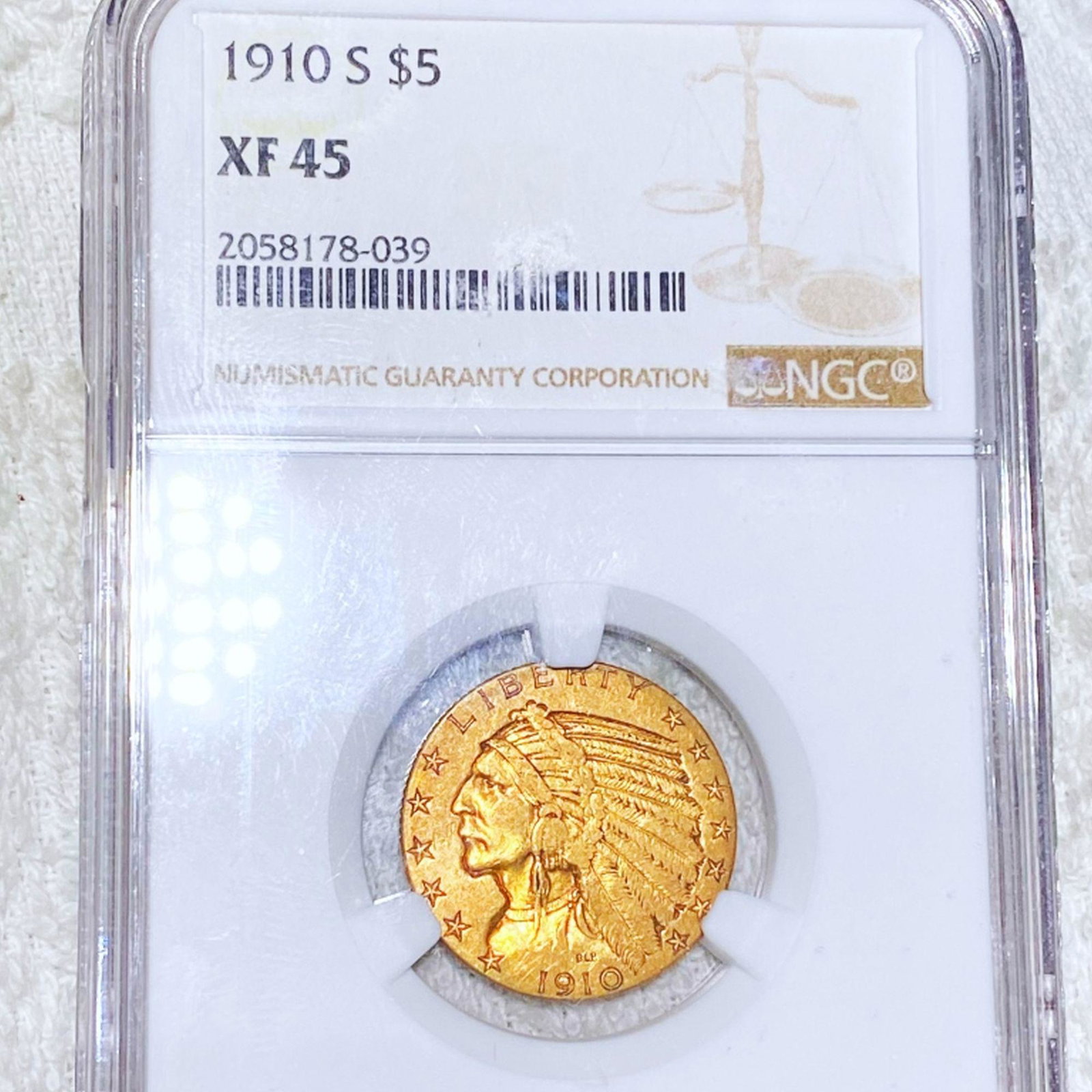 1910-S $5 Gold Half Eagle NGC - XF45