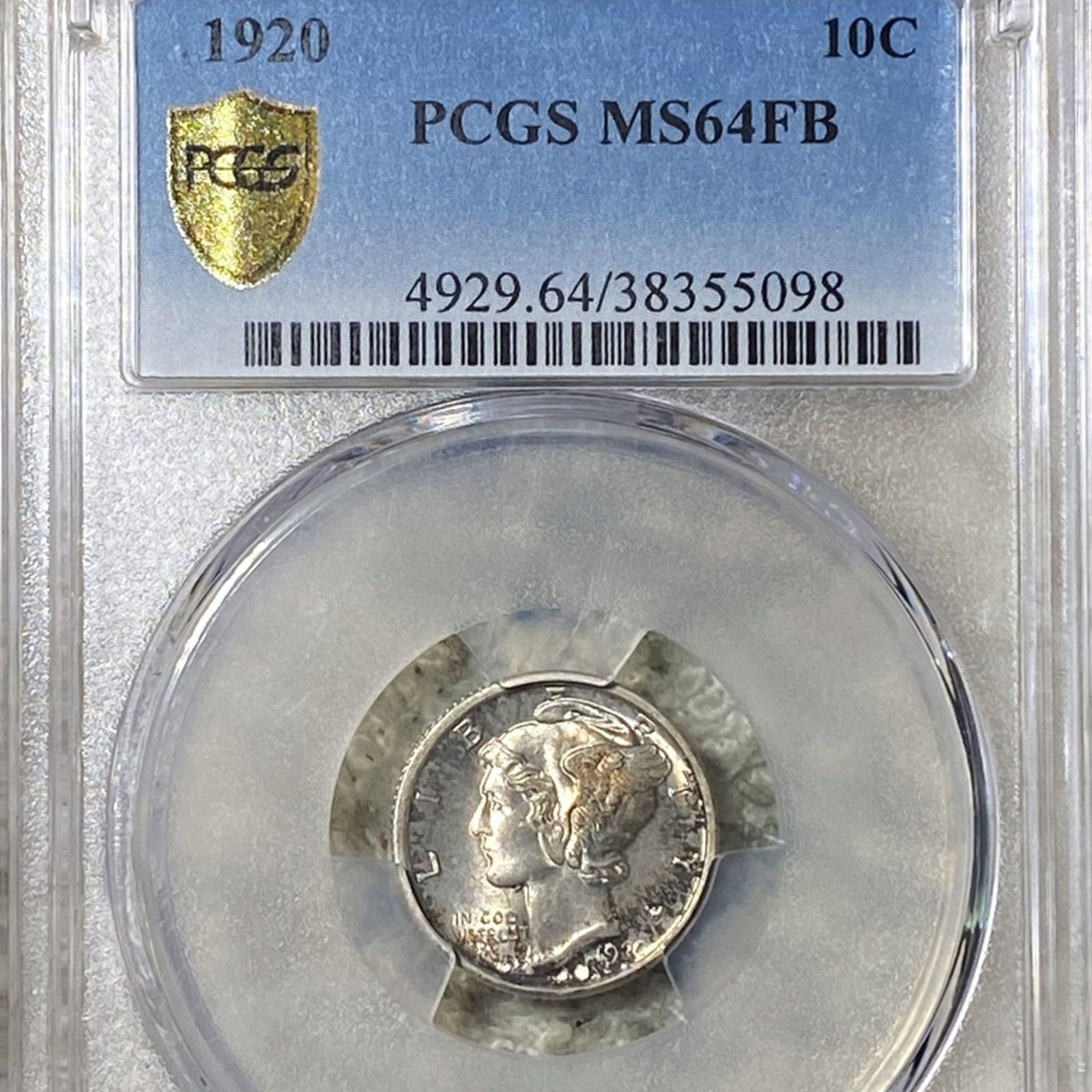 1920 Mercury Silver Dime PCGS - MS 64 FB: 1920 Mercury Silver Dime PCGS - MS 64 FB
