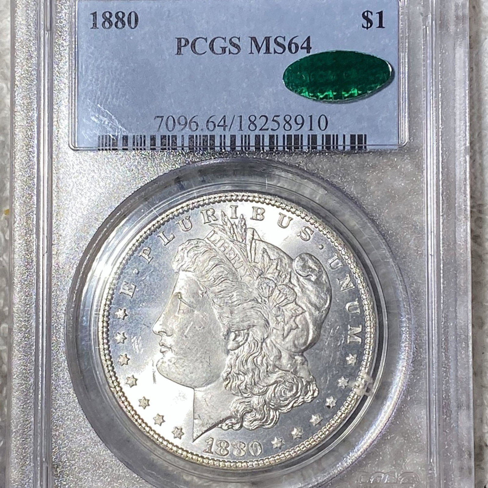 1880 Morgan Silver Dollar PCGS - MS 64 CAC: 1880 Morgan Silver Dollar PCGS - MS 64 CAC