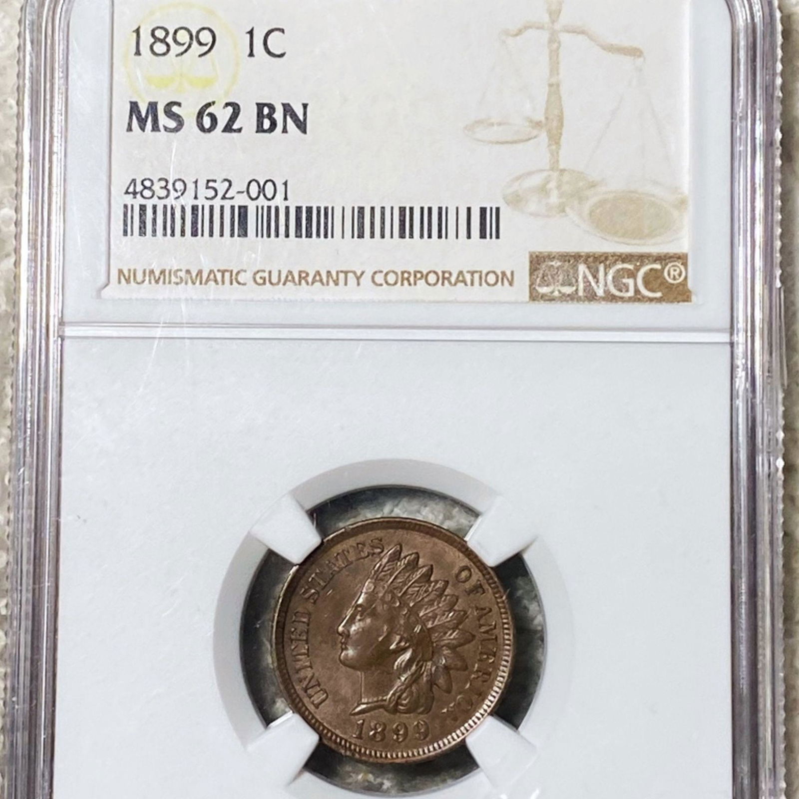1899 Indian Head Penny NGC - MS 62 BN (1 of 2)