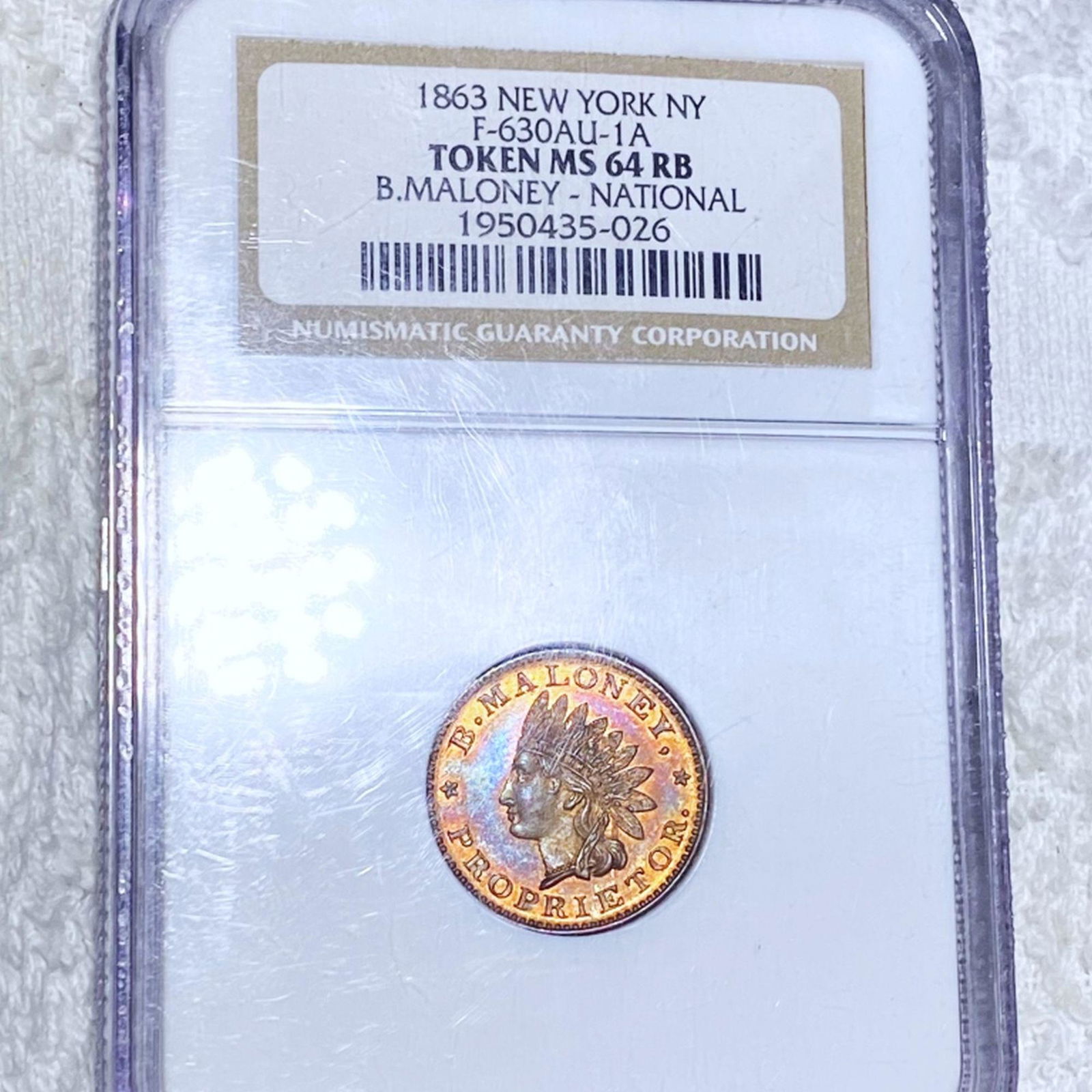 1863 New York Civil War Token NGC - MS 64 RB (1 of 2)