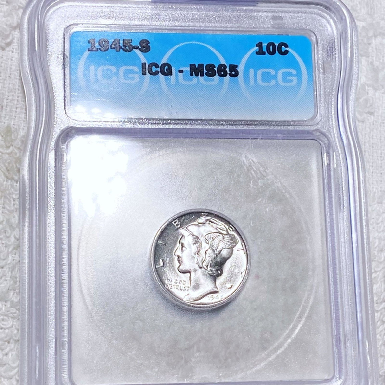 1945-S Mercury Silver Dime ICG - MS65: 1945-S Mercury Silver Dime ICG - MS65
