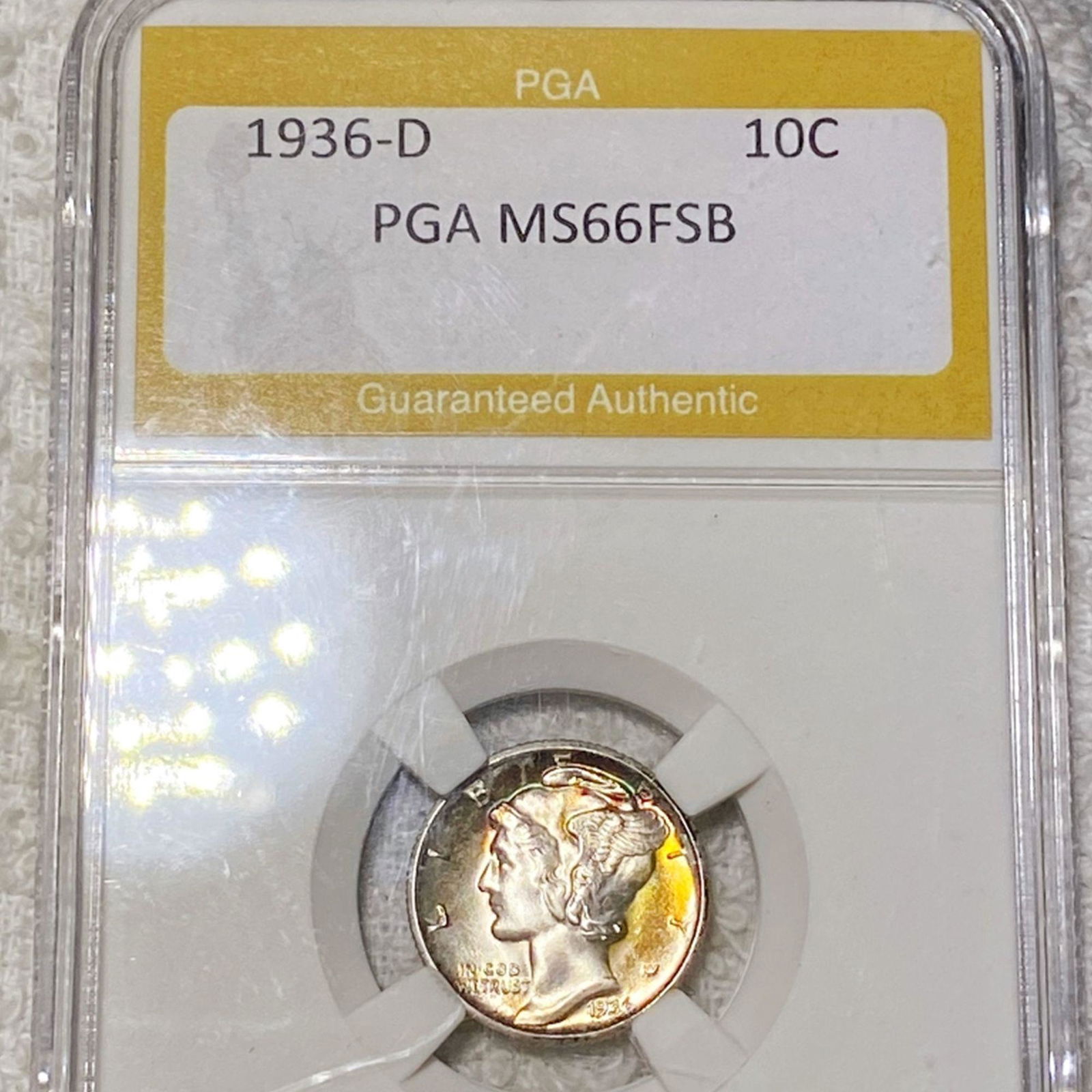 1936-D Mercury Silver Dime PGA - MS 66 FSB (1 of 2)
