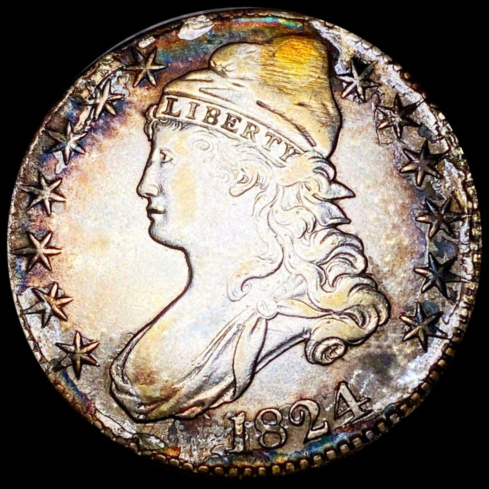 1824 Capped Bust Half Dollar NEARLY UNC (1 of 2)