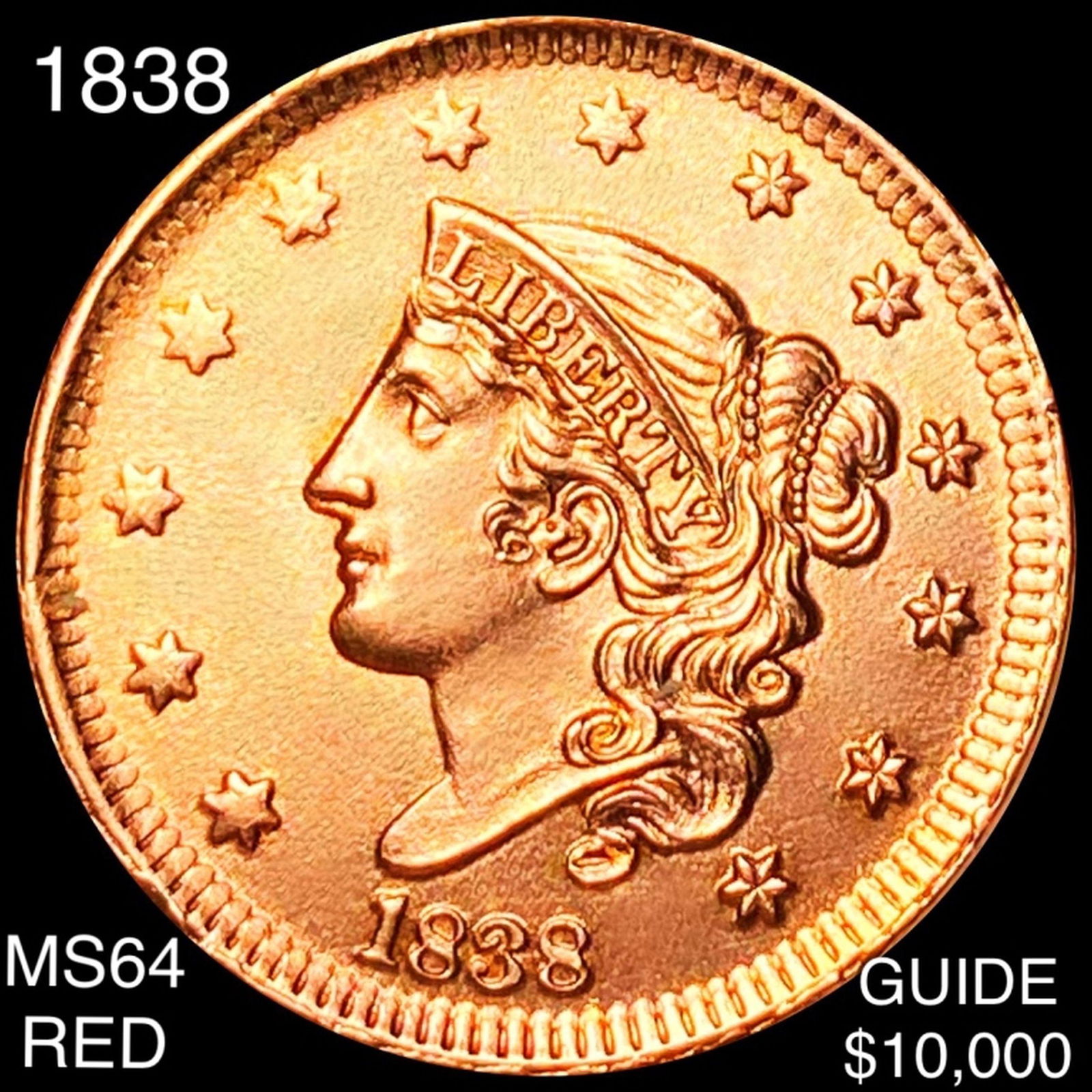 1838 Coronet Head Large Cent CHOICE BU RED (1 of 2)