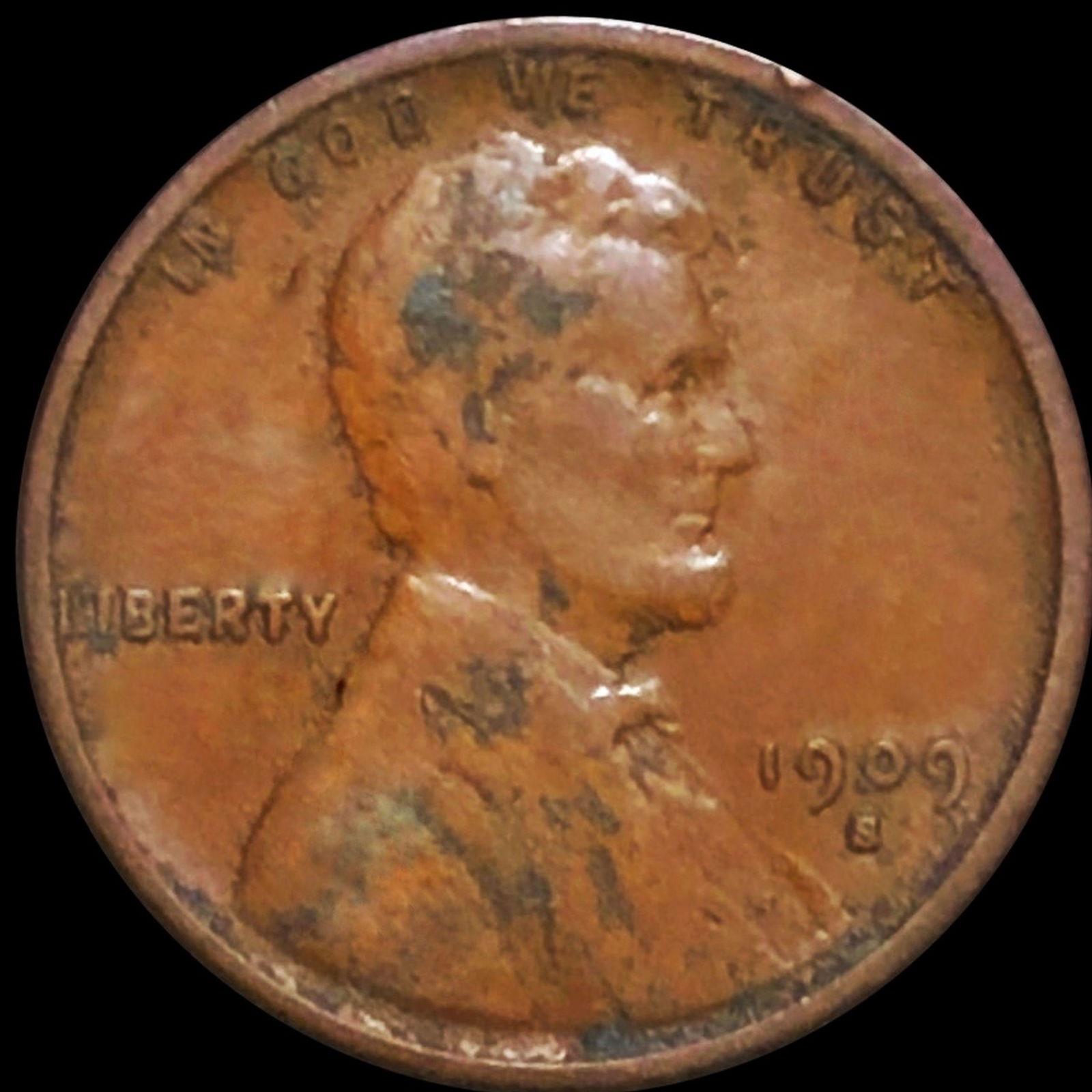 1909-S V.D.B. Lincoln Wheat Penny LIGHT CIRC (1 of 2)