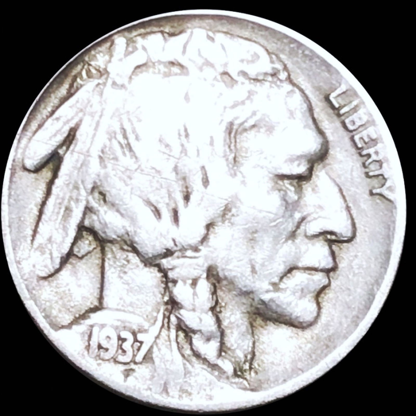 1937-D "3-LEGS" Buffalo Head Nickel LIGHT CIRC (1 of 2)