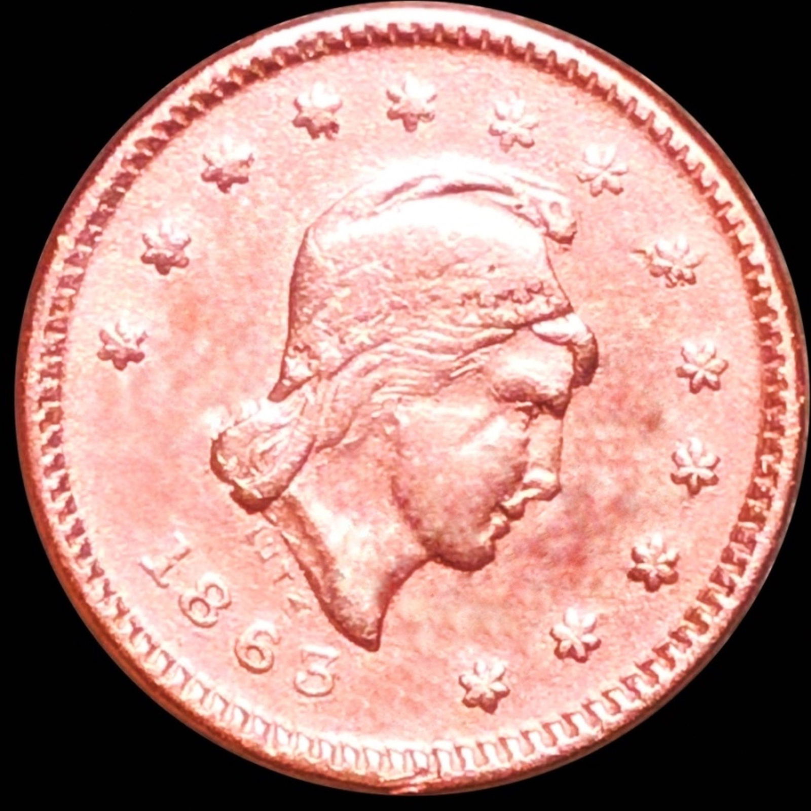 1863 Civil War Token UNCIRCULATED RED (1 of 2)