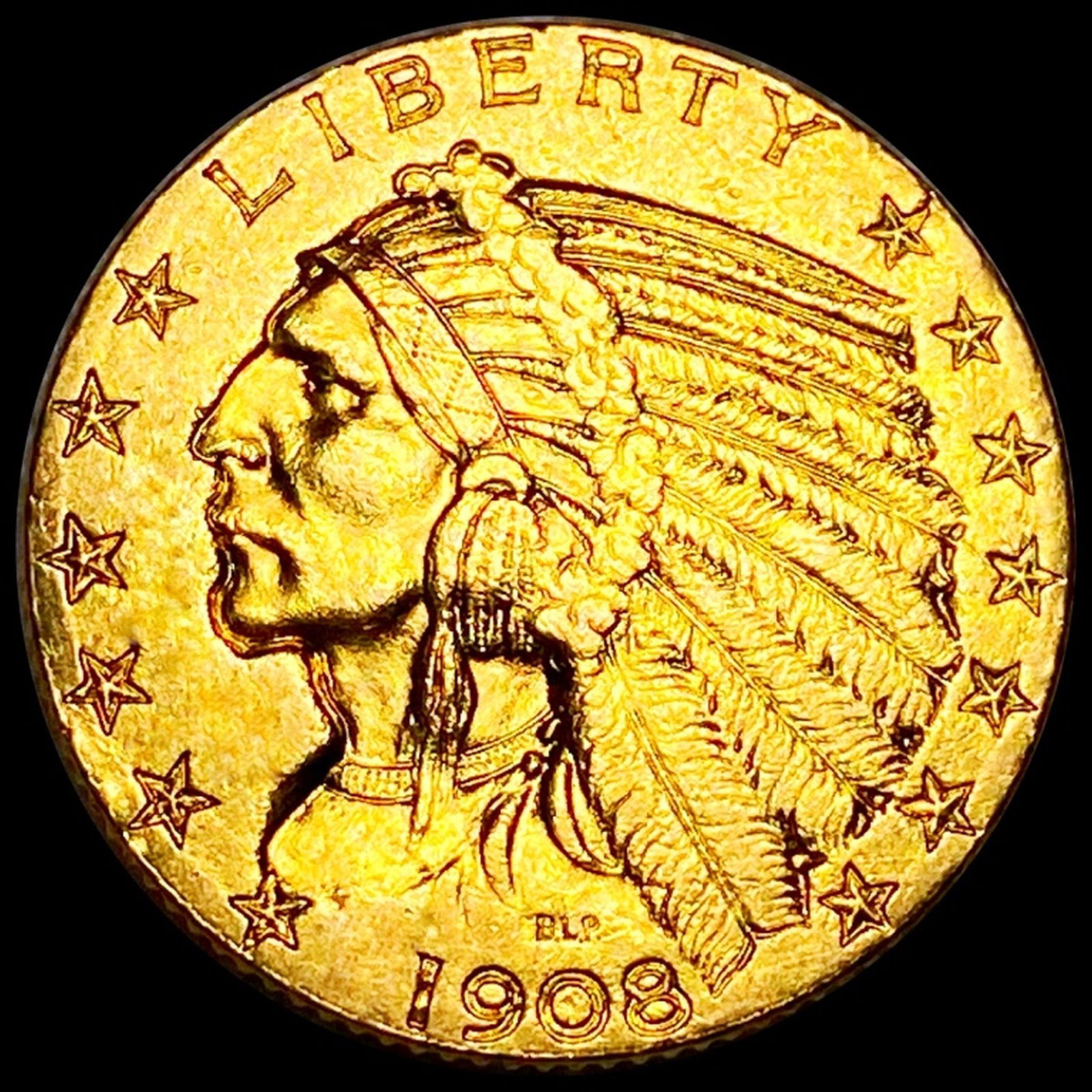 1908 $5 Gold Half Eagle ABOUT UNCIRCULATED (1 of 2)