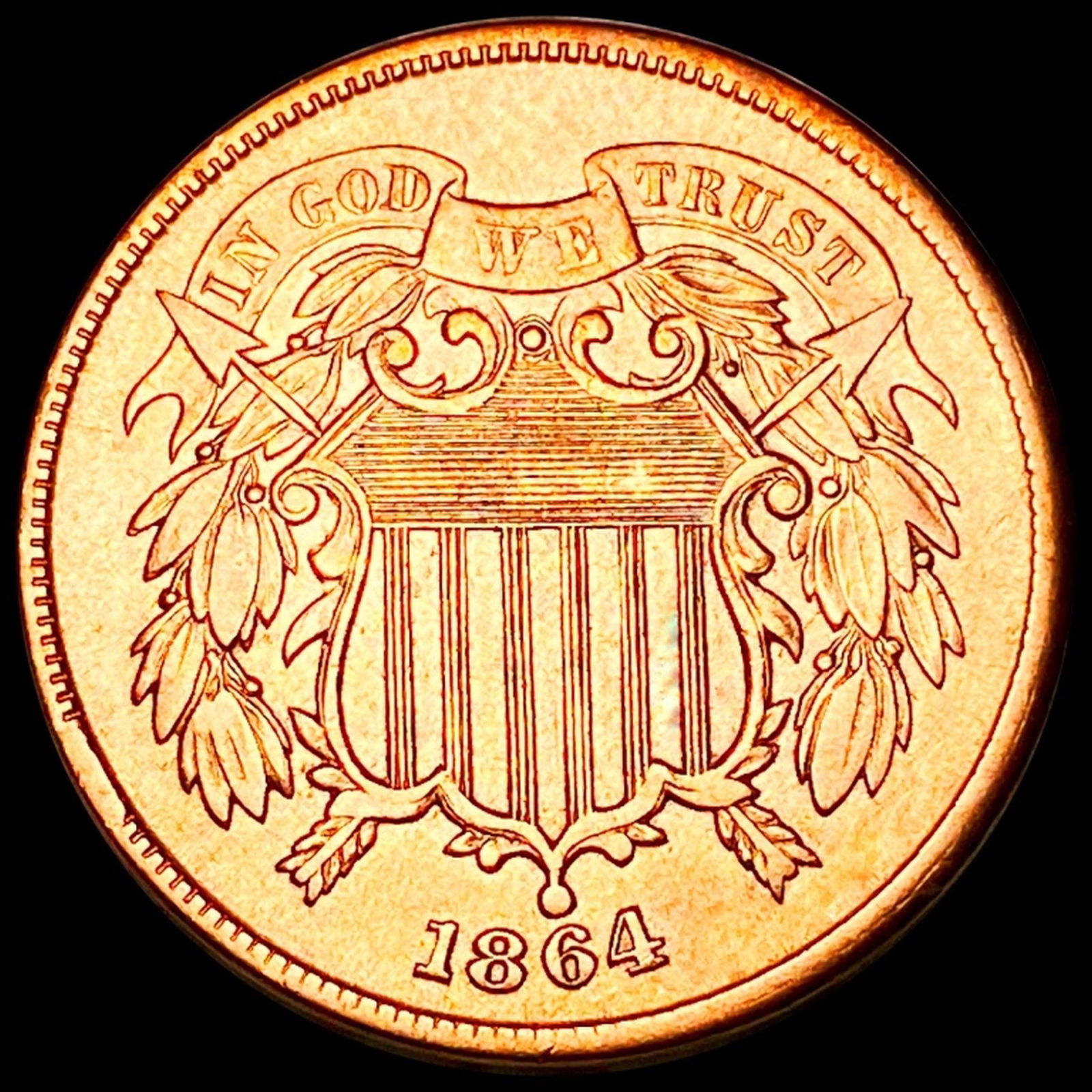 1864 Two Cent Piece UNCIRCULATED RED (1 of 2)