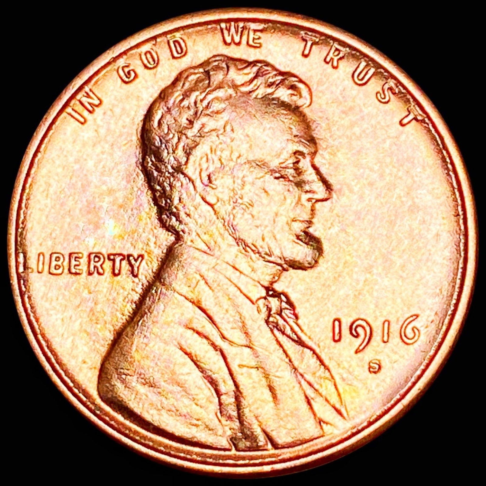 1916-S Lincoln Wheat Penny UNCIRCULATED RED (1 of 2)