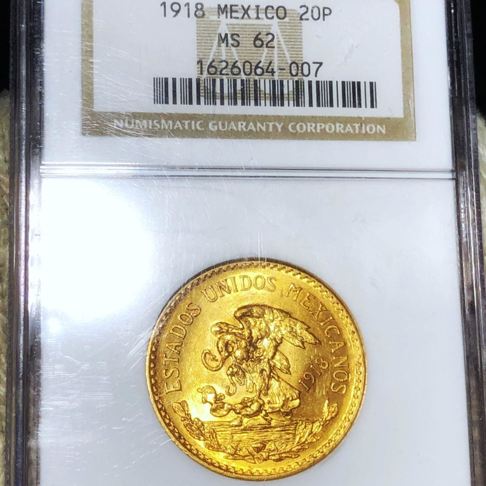 1918 Mexican Gold 20 Pesos NGC - MS62 (1 of 2)