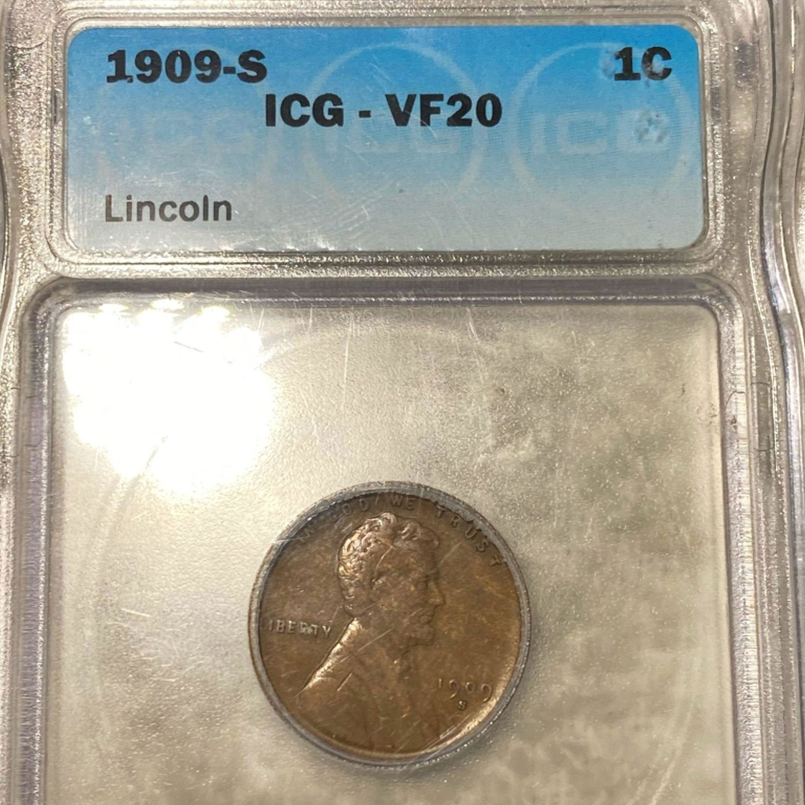 1909-S V.D.B. Lincoln Wheat Penny ICG - VF20 (1 of 2)