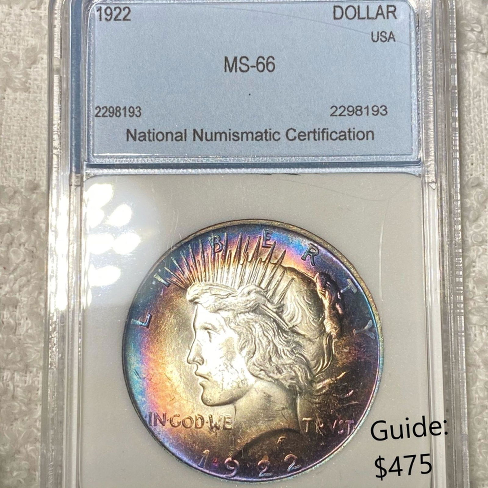 1922 Silver Peace Dollar NNC - MS66 (1 of 2)